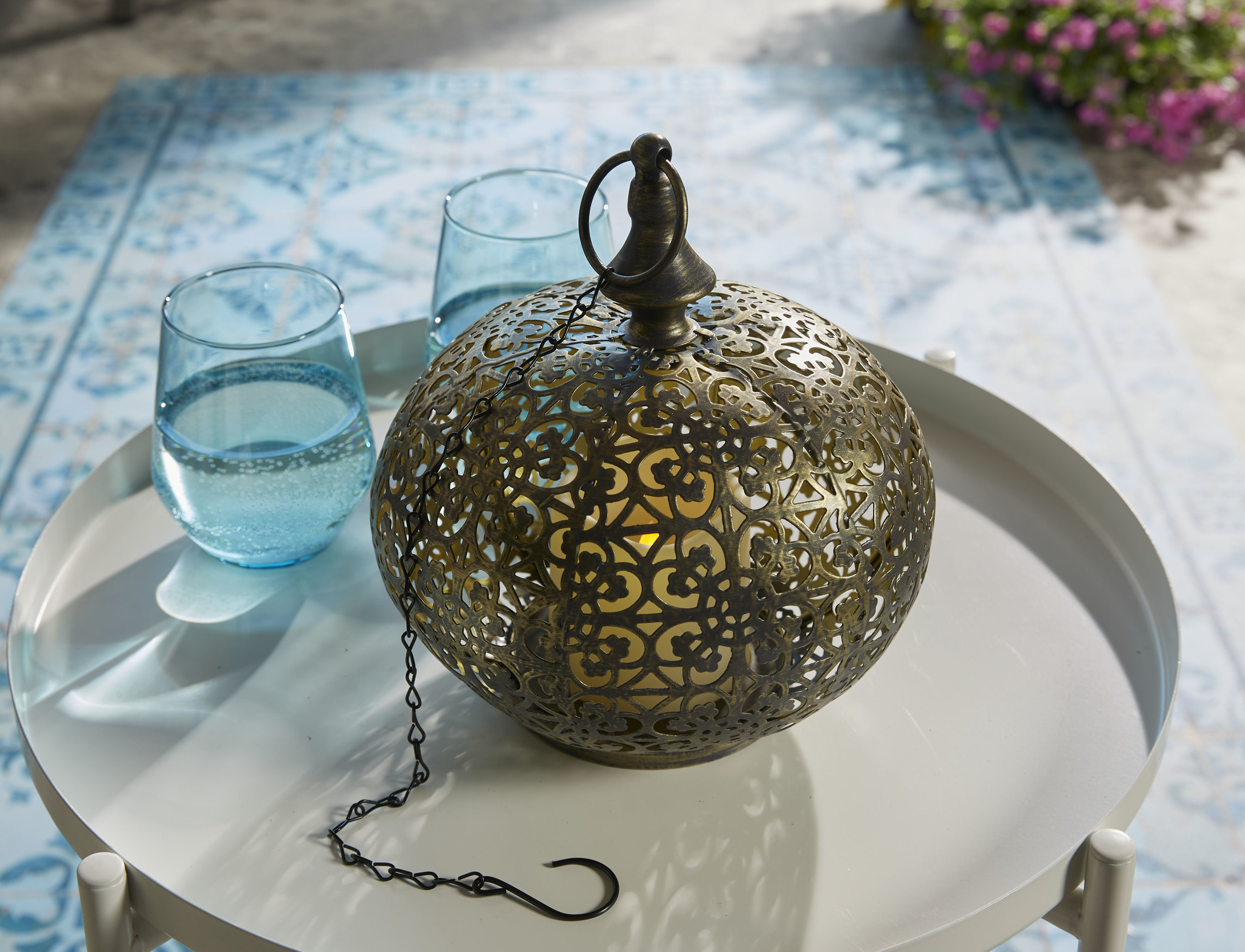 Luxform Accu/USB oplaadbare Marokkaanse stijl Tarsus tafel/hanglamp