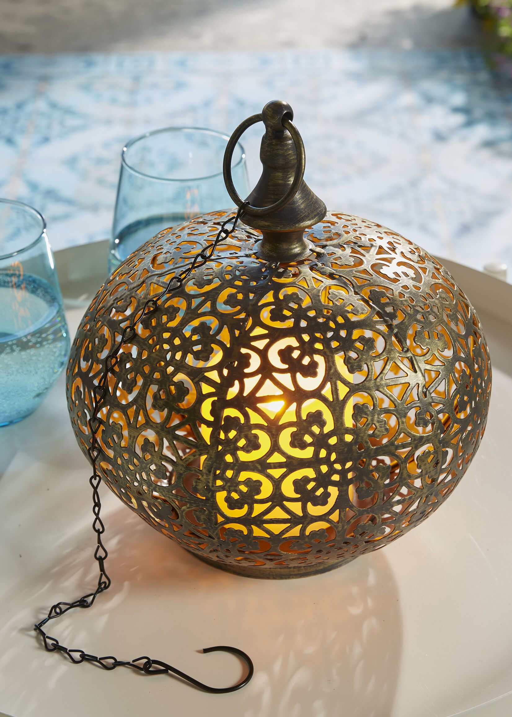 Luxform Accu/USB oplaadbare Marokkaanse stijl Tarsus tafel/hanglamp