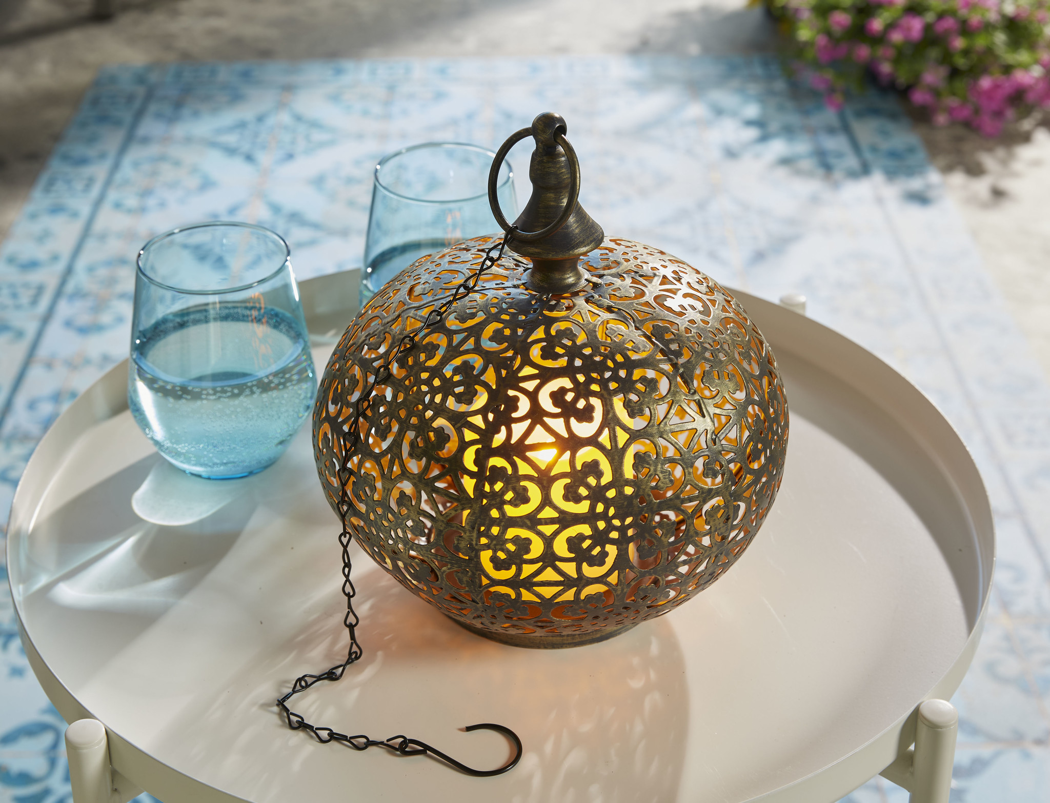 Luxform Accu/USB oplaadbare Marokkaanse stijl Tarsus tafel/hanglamp