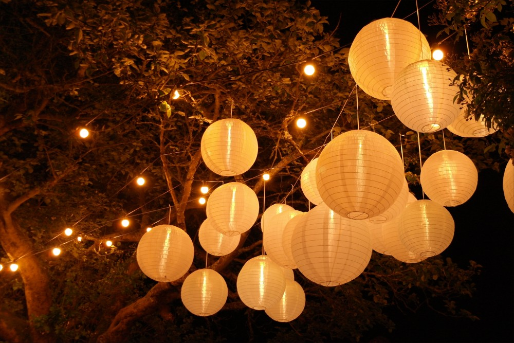 Gele lampion voor buiten Ø25cm