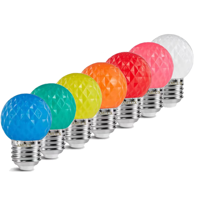 Amlux Set 10 gekleurde golfbal LED lampen - 5 kleuren