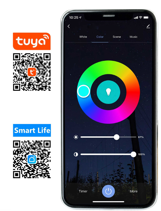 Amlux Smart decoratieve lichtslinger 15 Meter met 15 LED lampen - WIFI APP