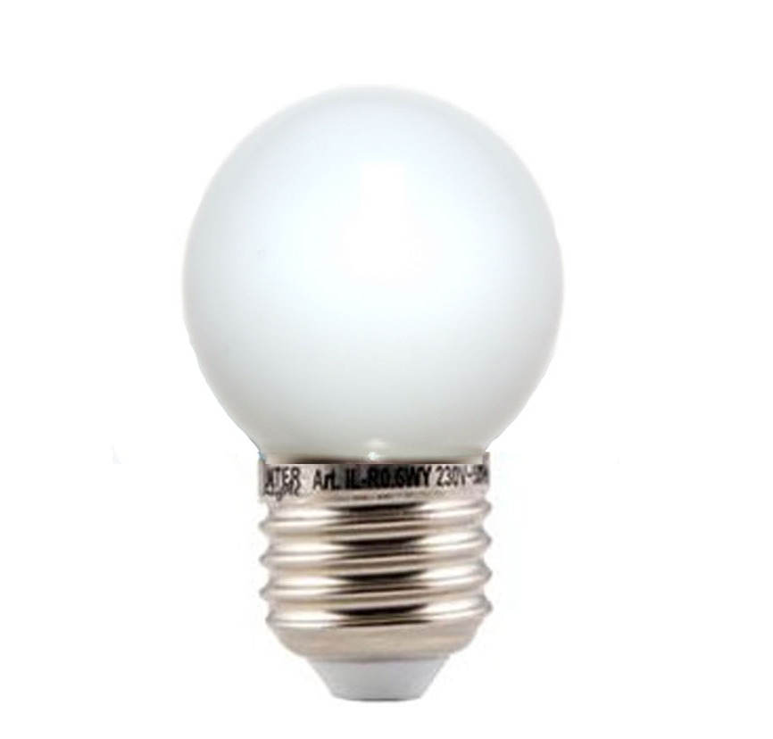 Amlux LED kogellamp - 1W - Witte kap - E27 2200K