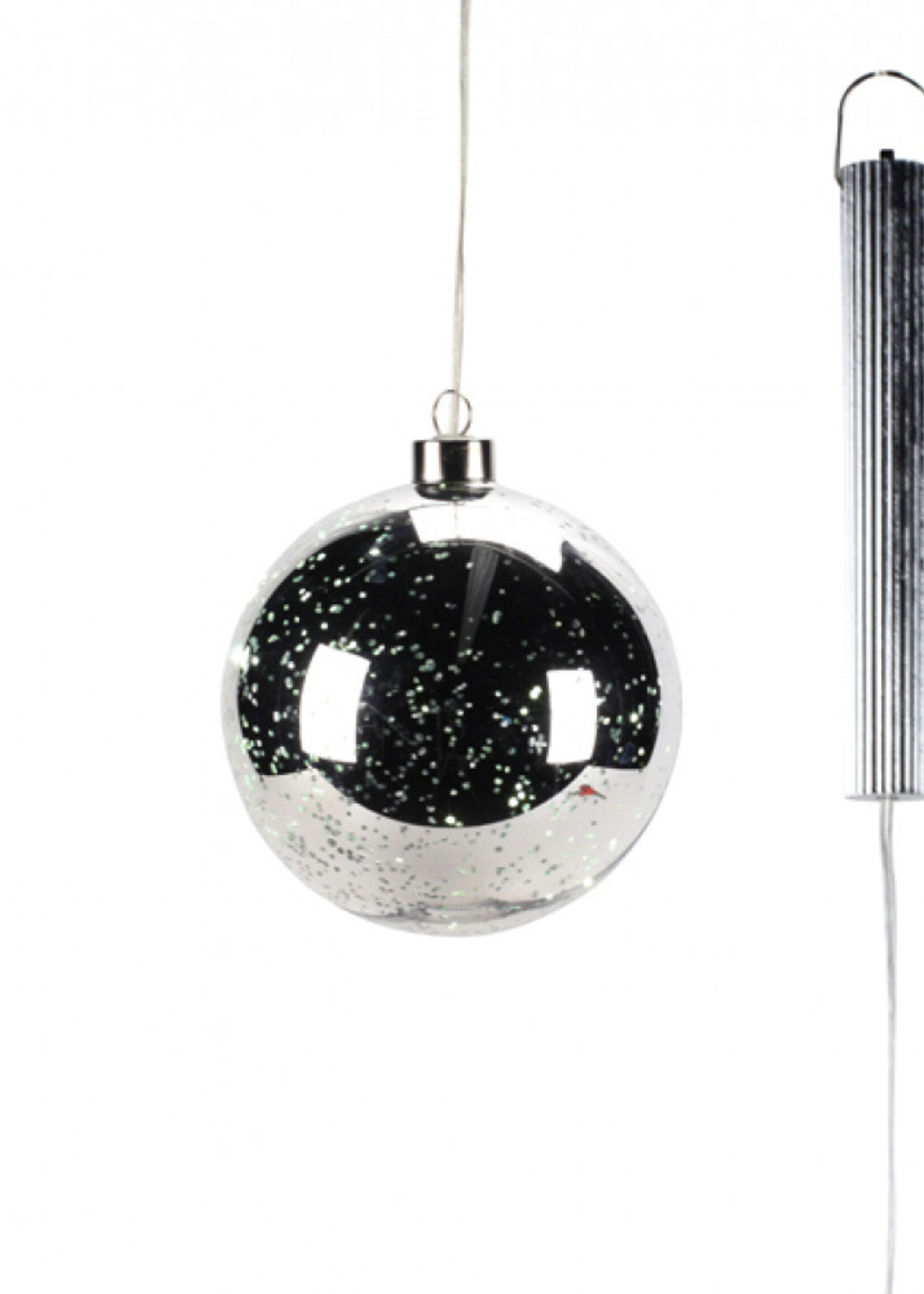 Zilveren Glazen LED BOL - 12 cm "Lucy"