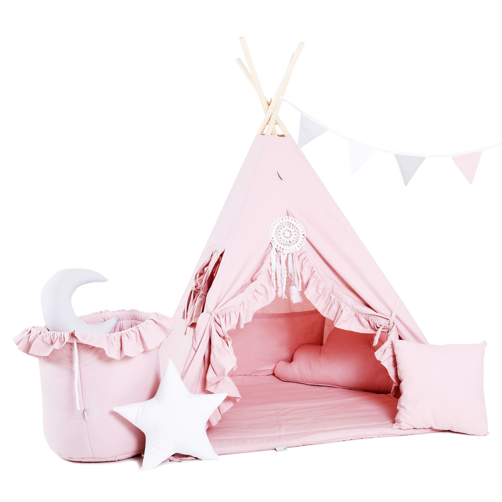 Sowka TIPI tent Pink met volants en accessoires