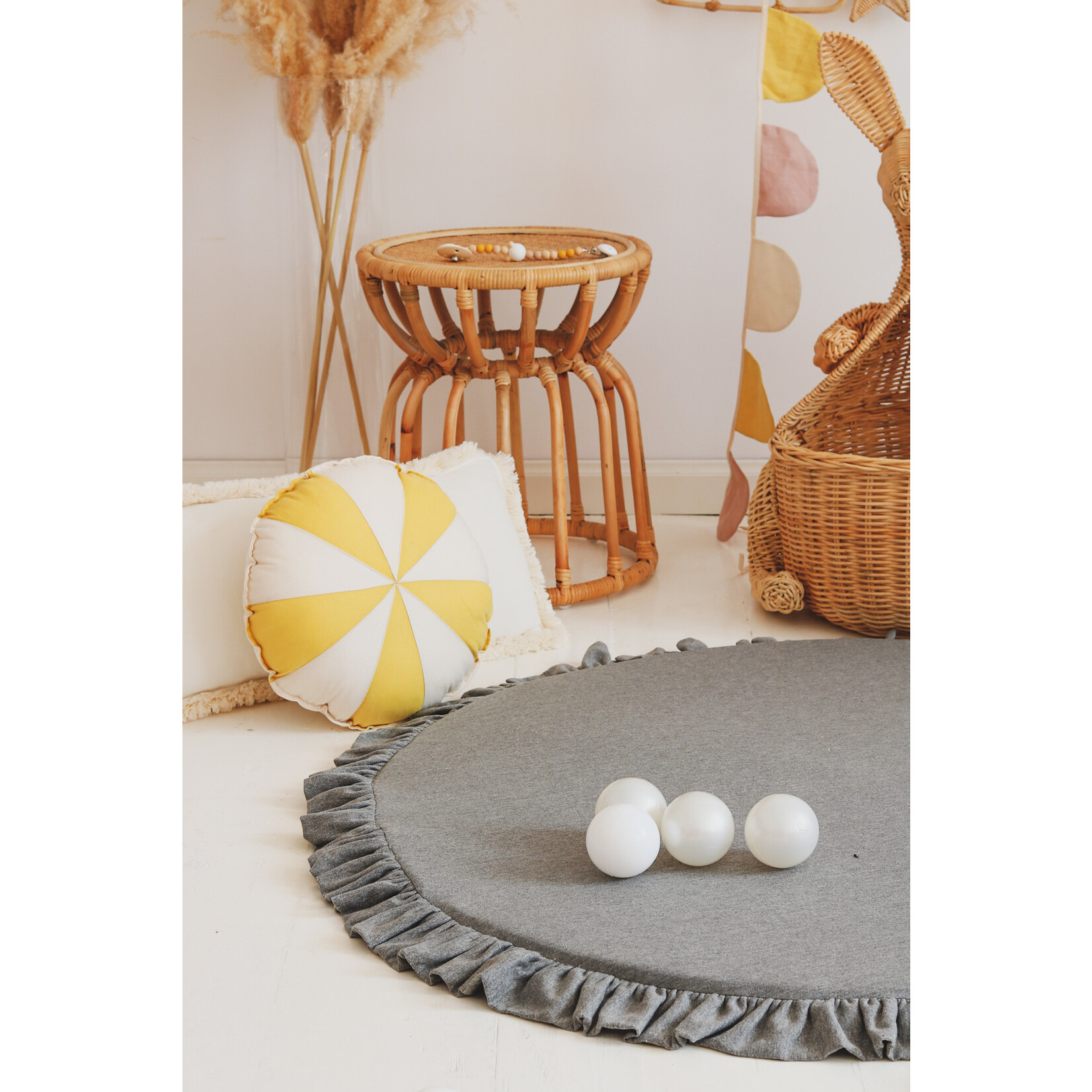 moje. Speelmat met ruches Rond 100cm Cotton Grey