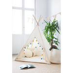 Sowka TIPI tent Beige met gekleurde pompons en accessoires