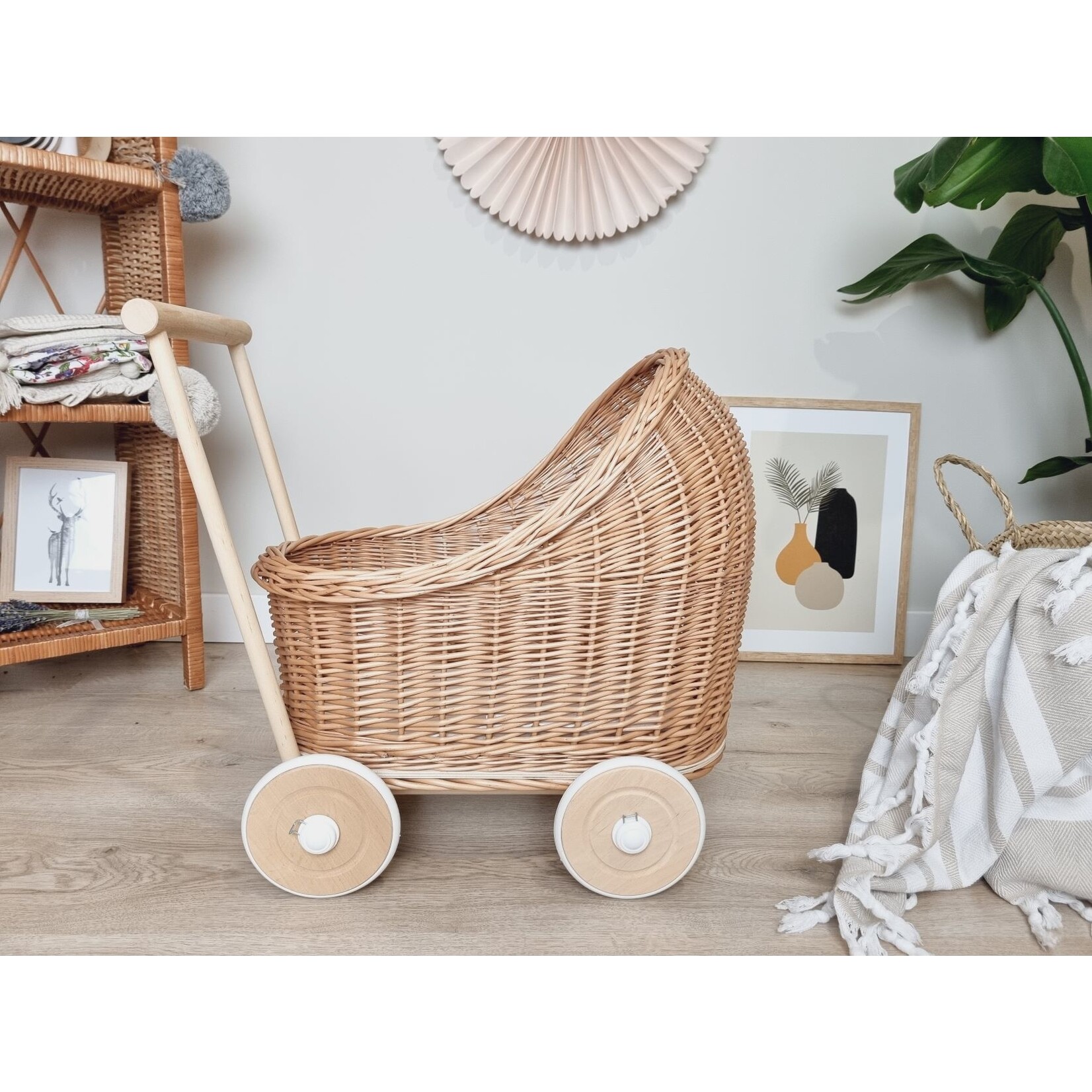 Wiklibox Poppenwagen/loopwagen Naturel