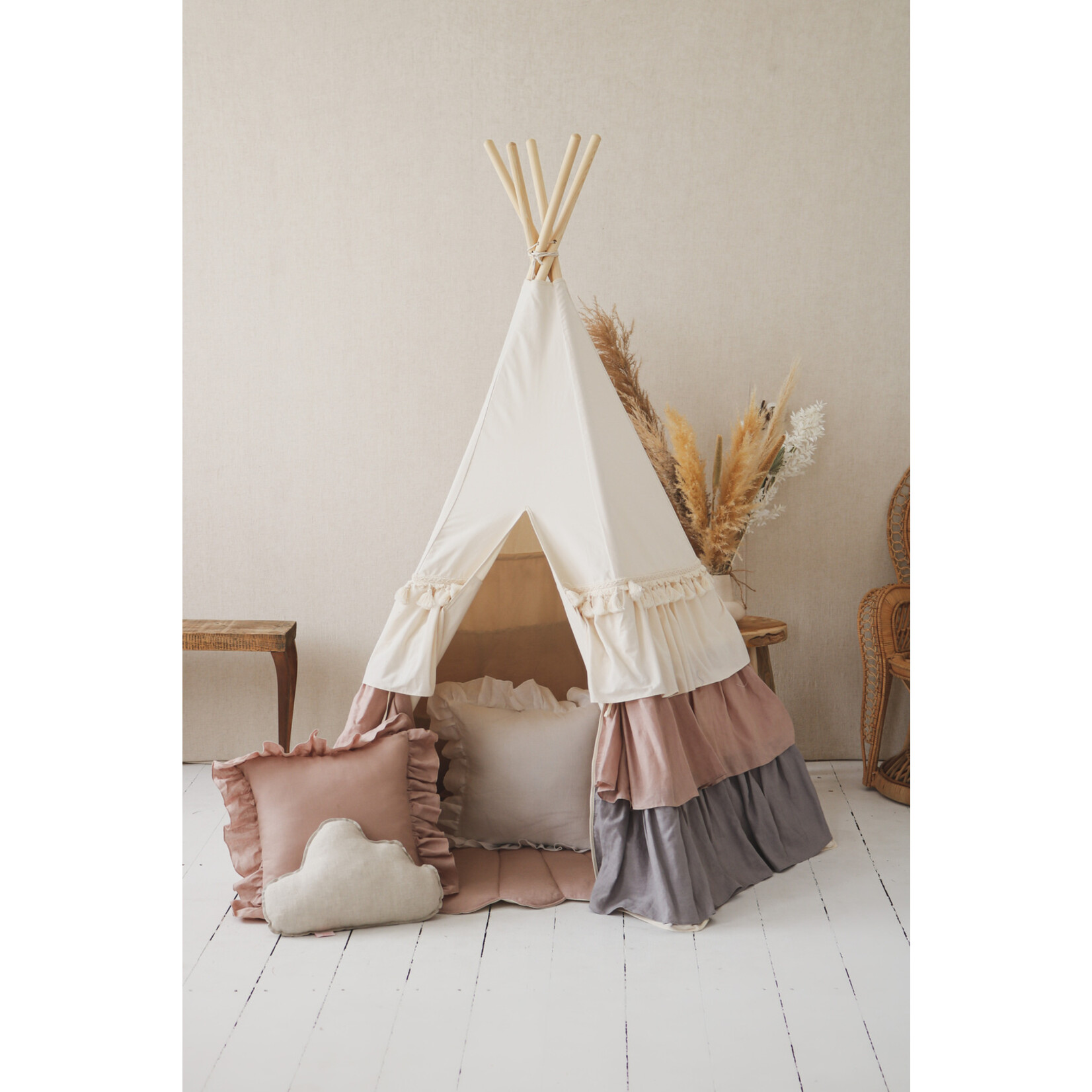 MOI MILI Tent with Frills - Powder Frills