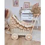 Wiklibox Poppenwagen met  beige dekens en ruches