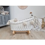 Wiklibox Rieten poppenwieg Wit met dekens