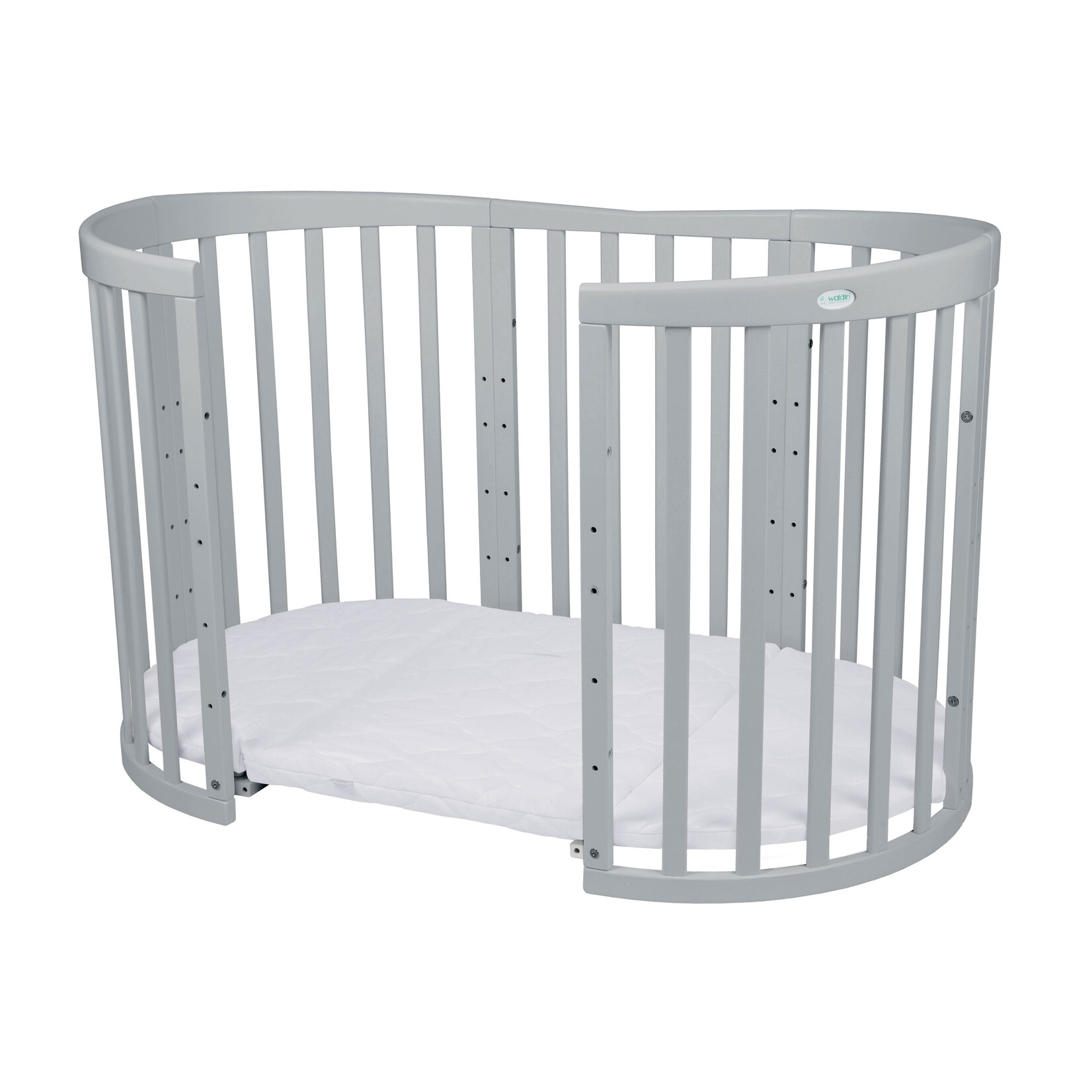 Waldin Multifunctioneel  OVAAL7 in 1 Babybed / peuterbed incl. matras - Grijs