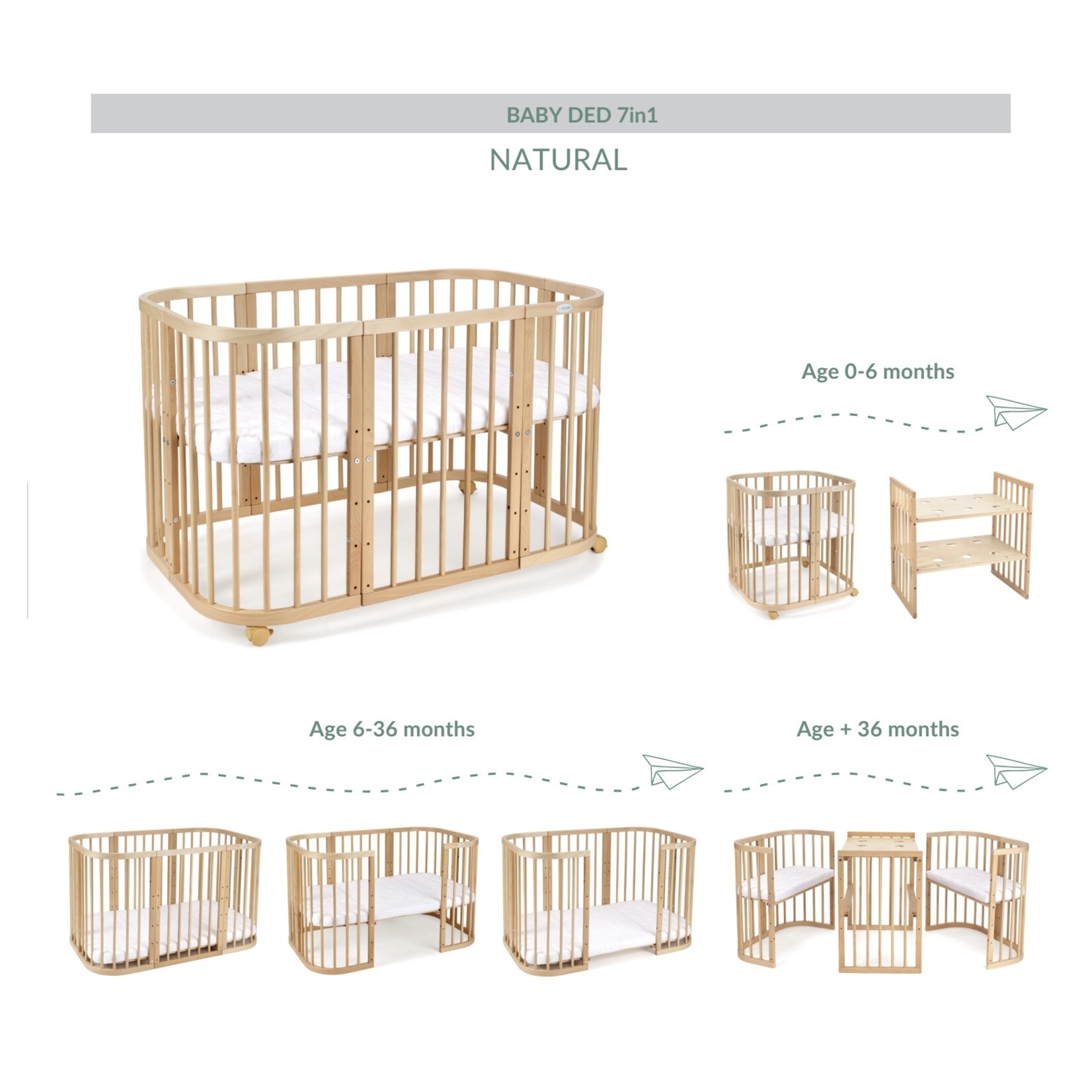 Waldin Multifunctioneel 7 in 1 Babybed incl. matras