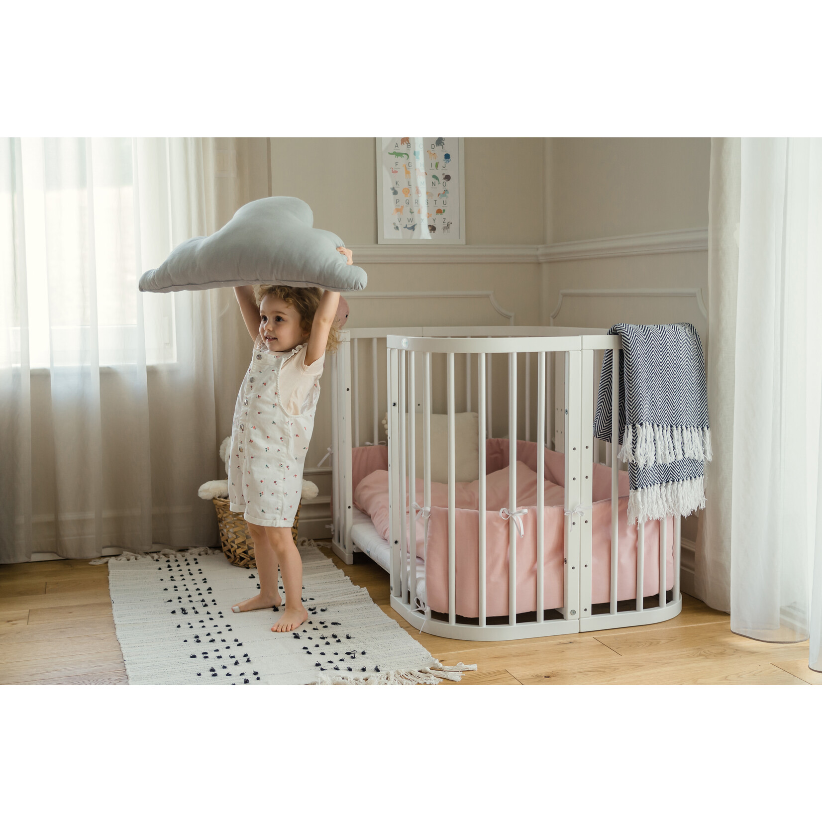 Waldin Multifunctioneel 7 in 1 Babybed / peuterbed Wit incl. matras