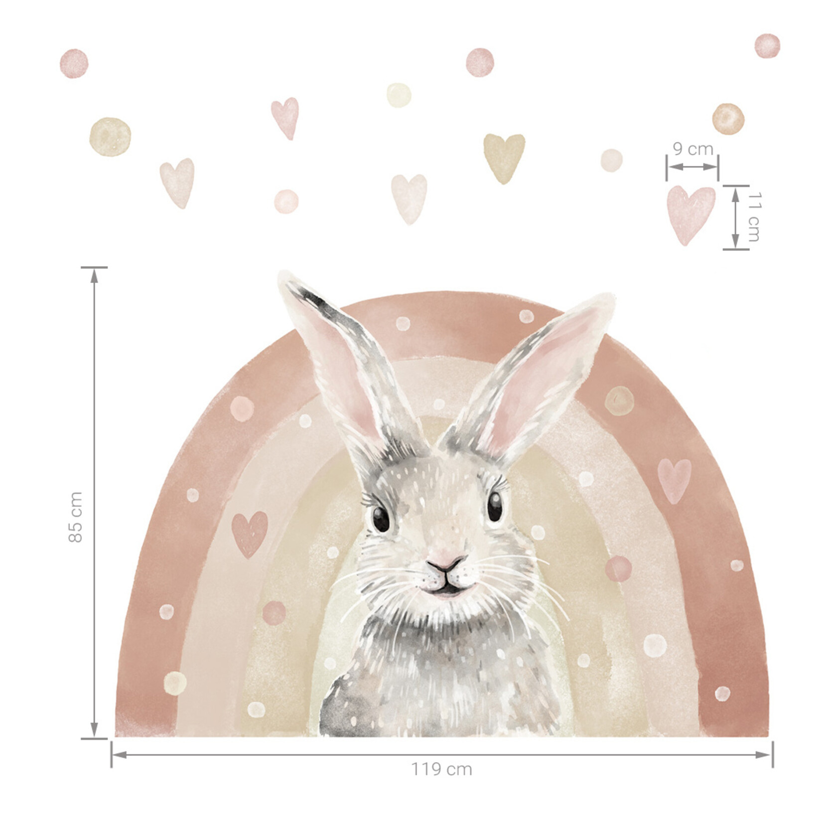 Pastelowe Love Muursticker - Bunny