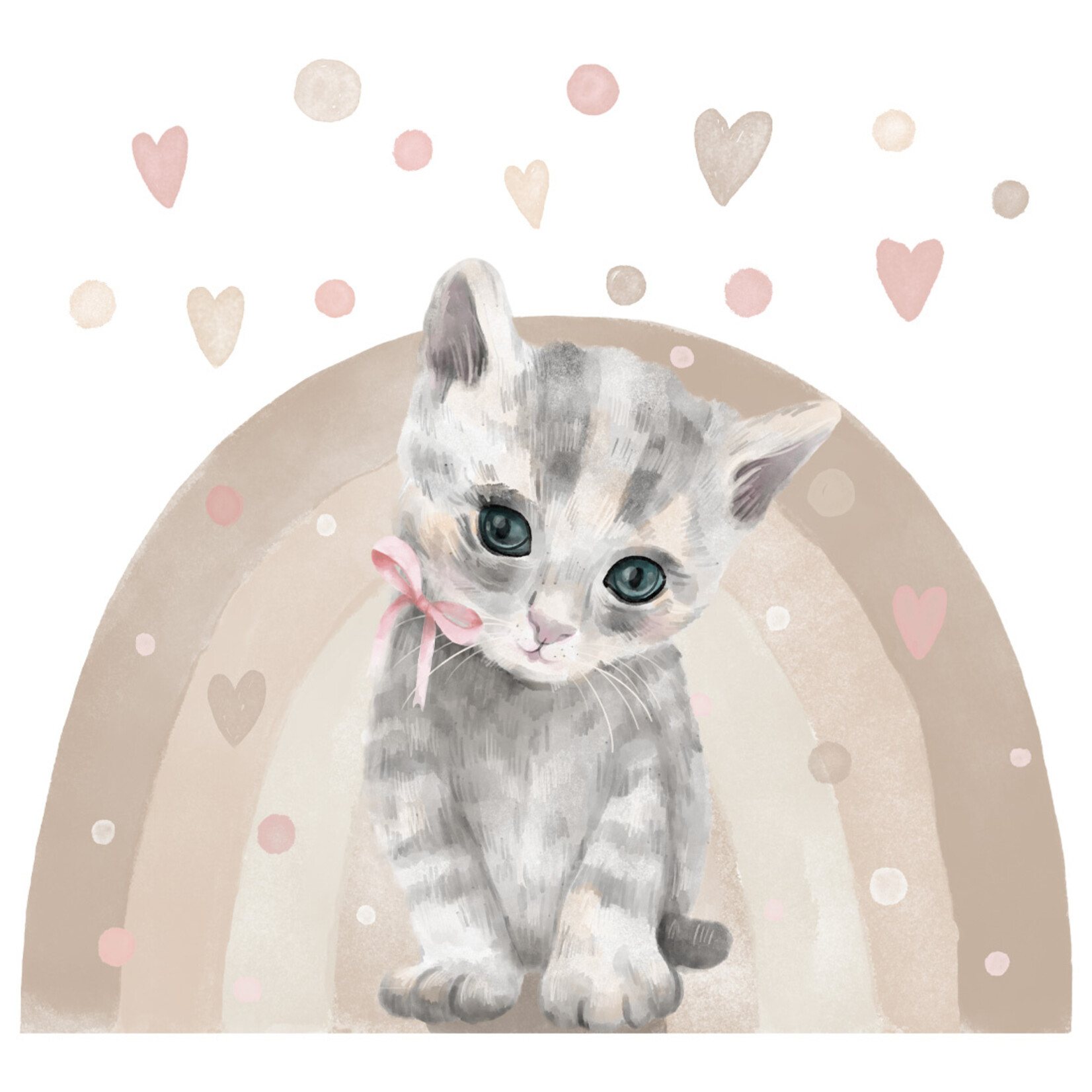 Pastelowe Love Muursticker - Cat