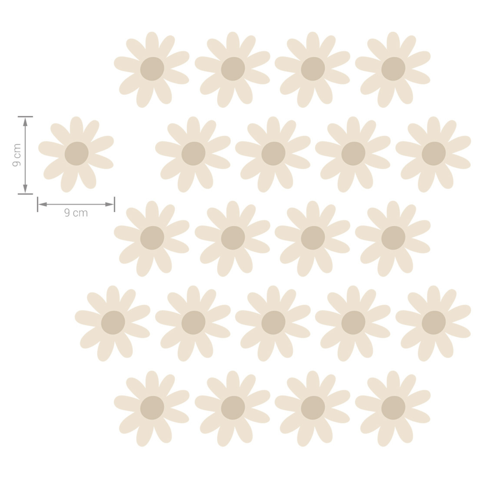 Pastelowe Love Muurstickers - Daisies V - beige