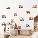 Pastelowe Love Muursticker Boho Construction Vehicles