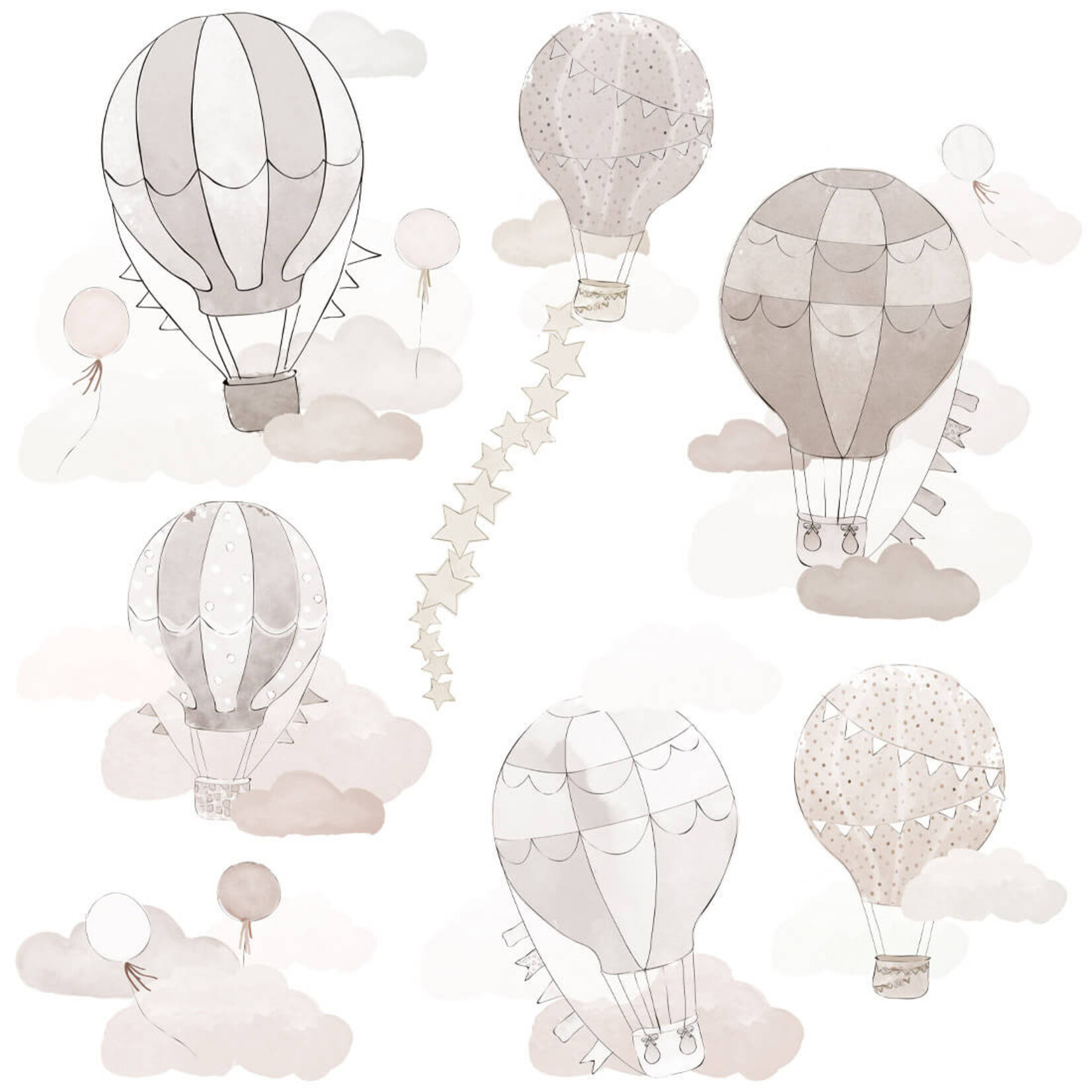 Pastelowe Love Muursticker Beige Balloons