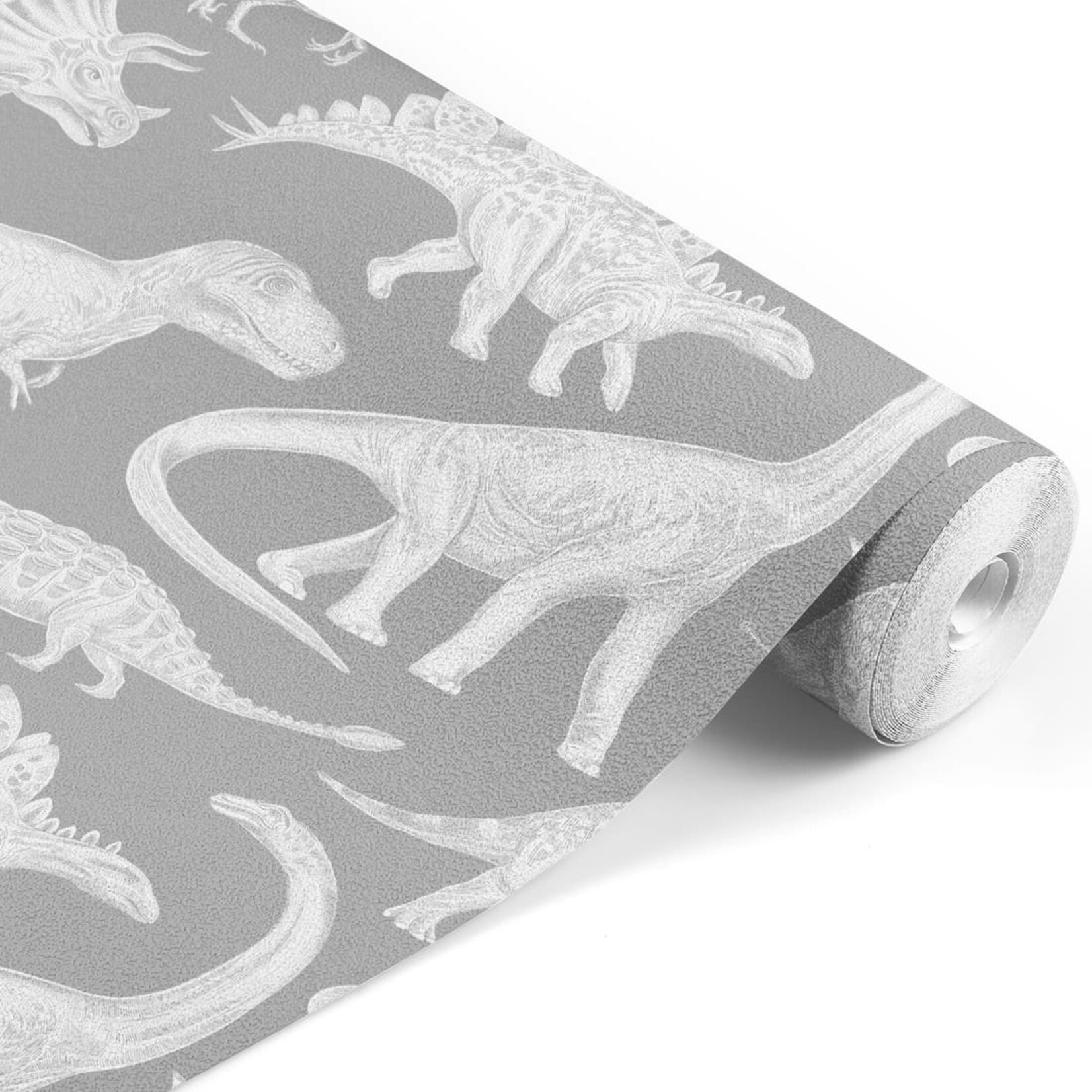 Pastelowe Love Behang - Dino Gray - 2,8 m strook