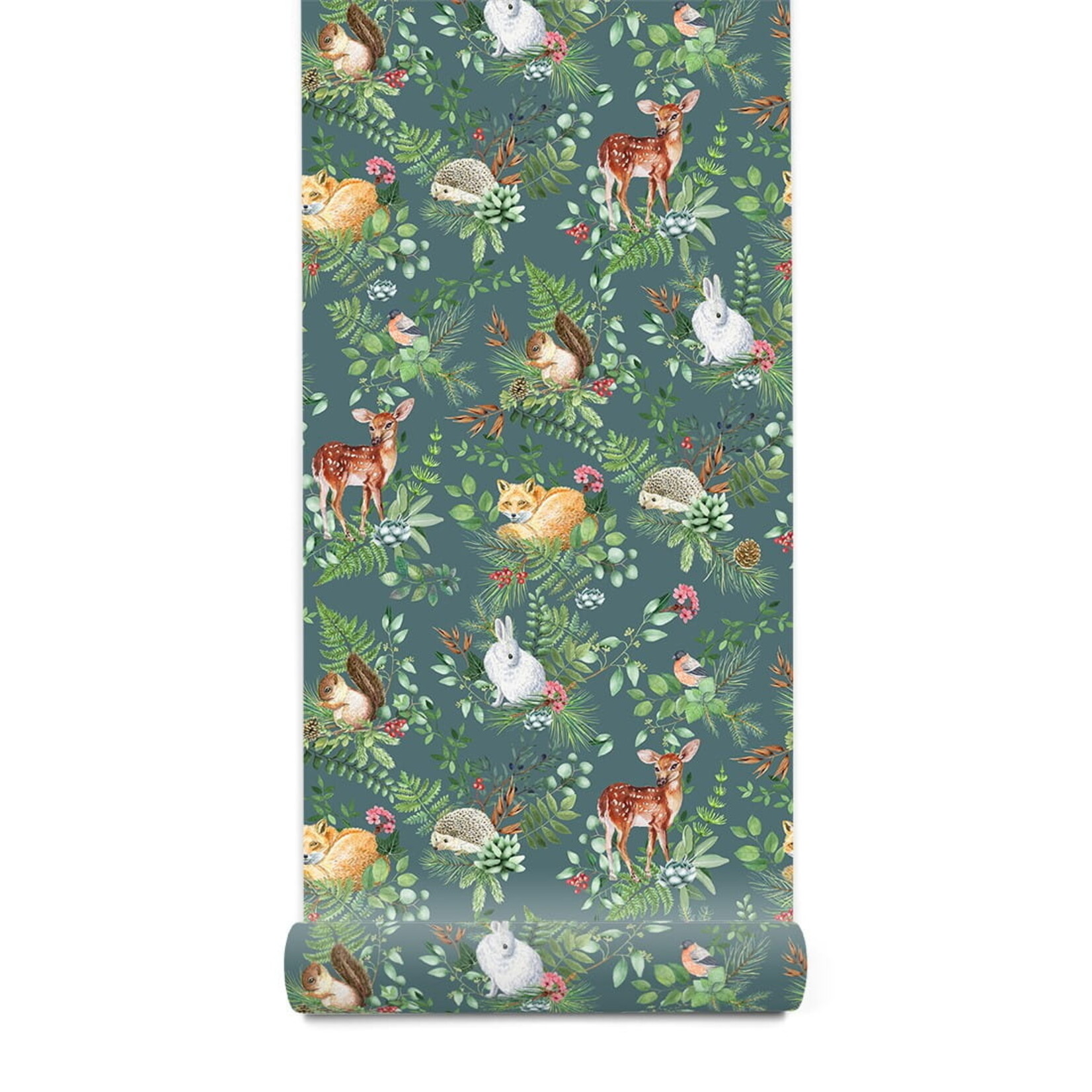 Pastelowe Love Behang - Woodland Green - 2,8 m
