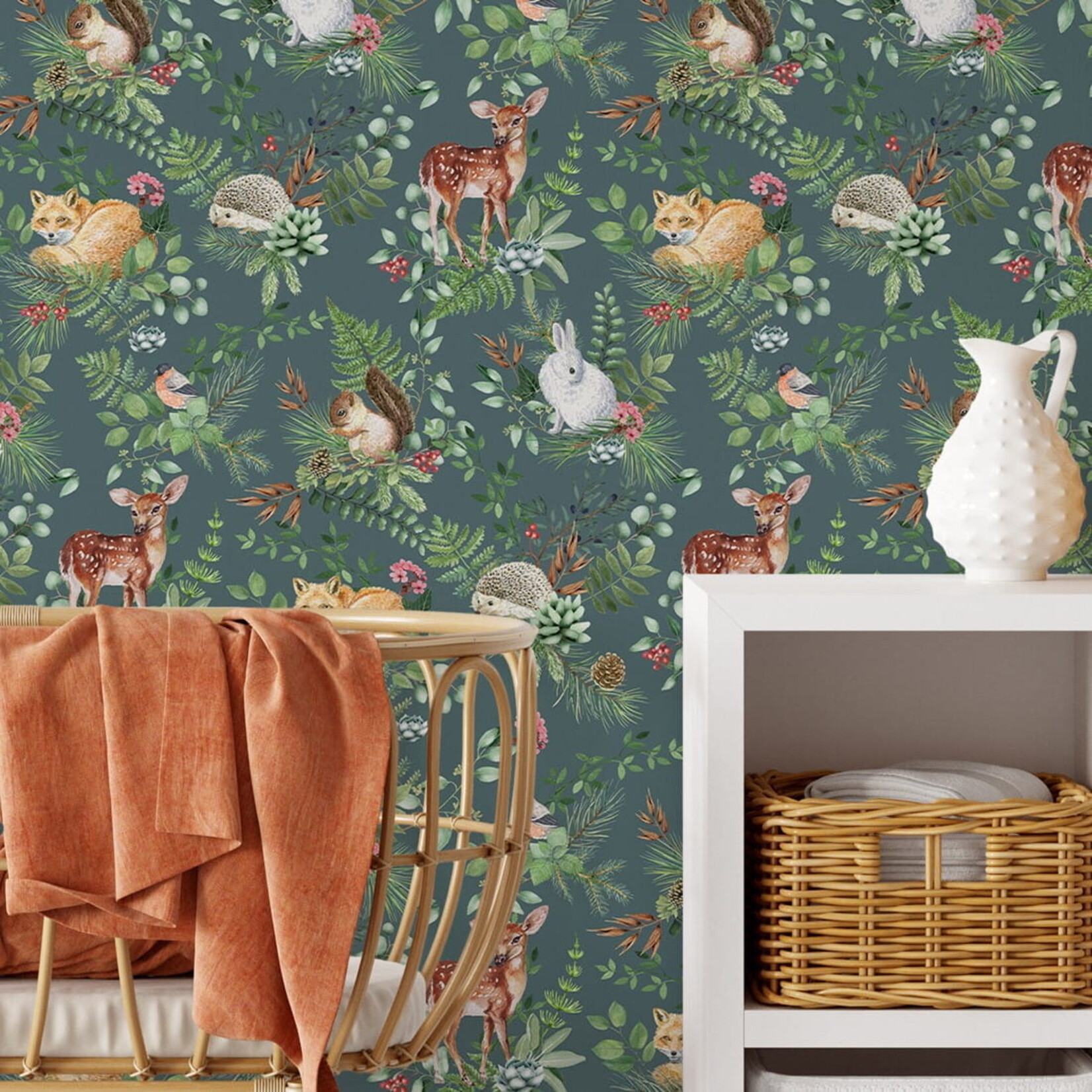 Pastelowe Love Behang - Woodland Green - 2,8 m