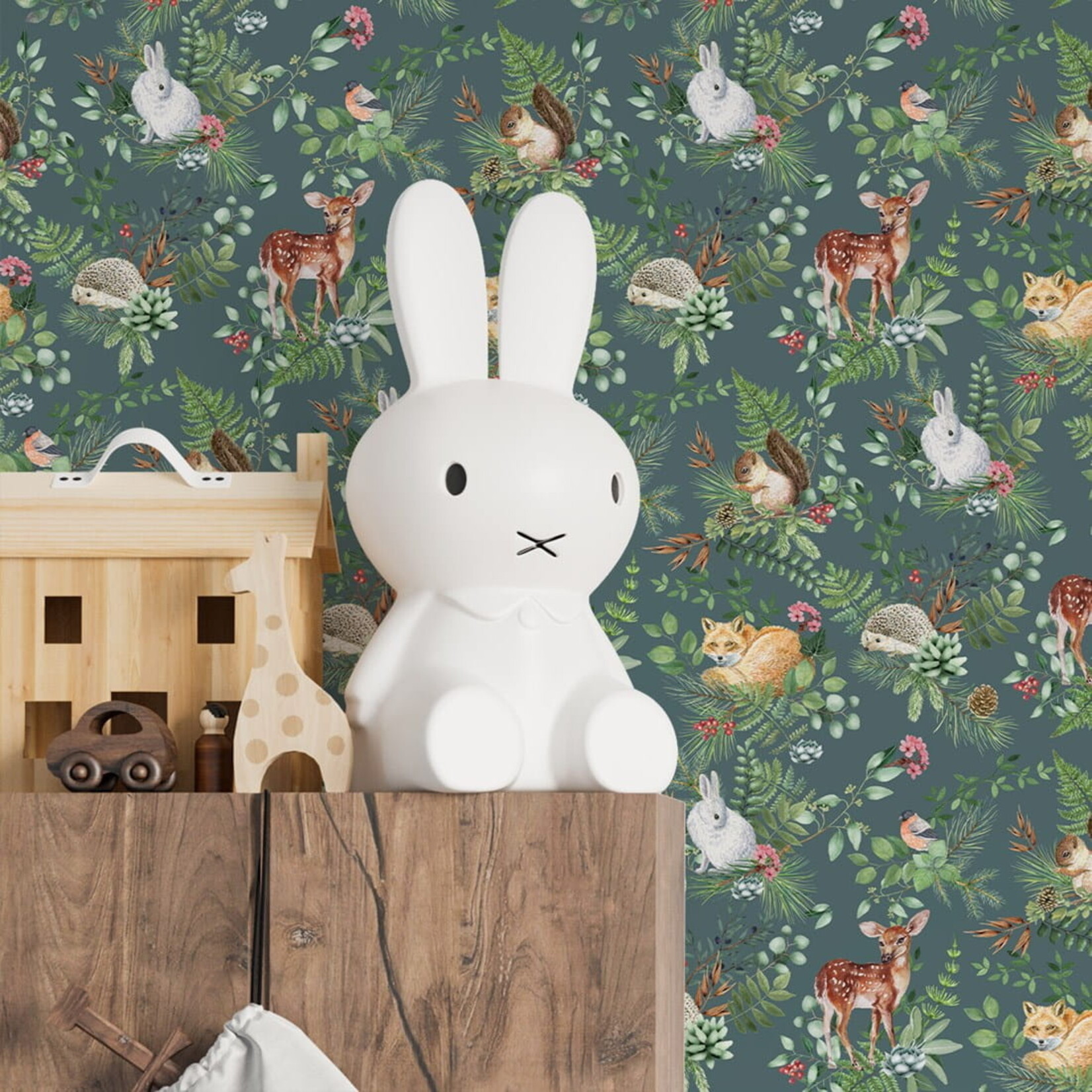 Pastelowe Love Behang - Woodland Green - 2,8 m