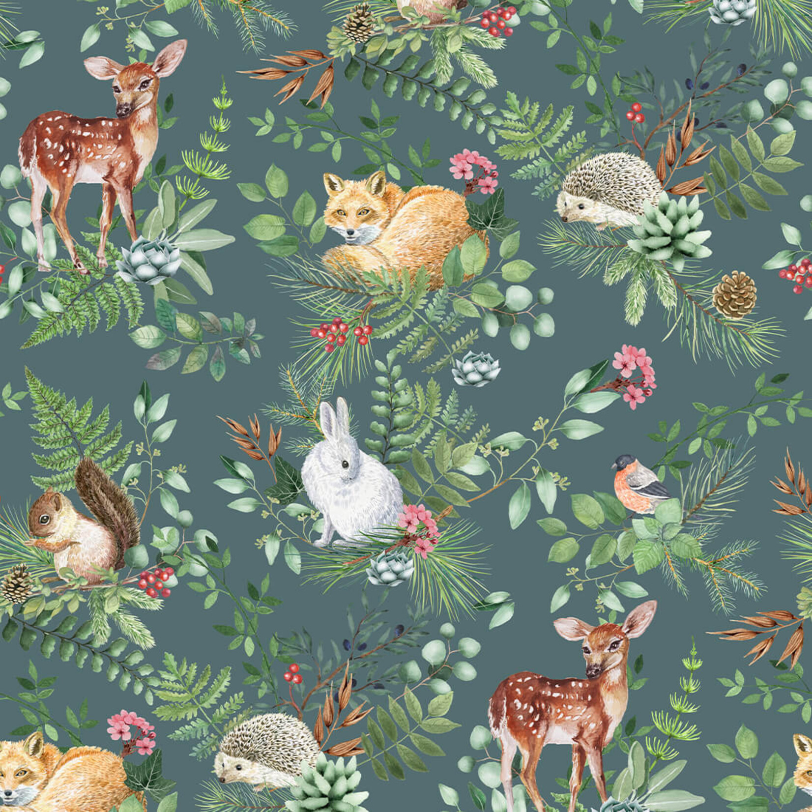Pastelowe Love Behang - Woodland Green - 2,8 m