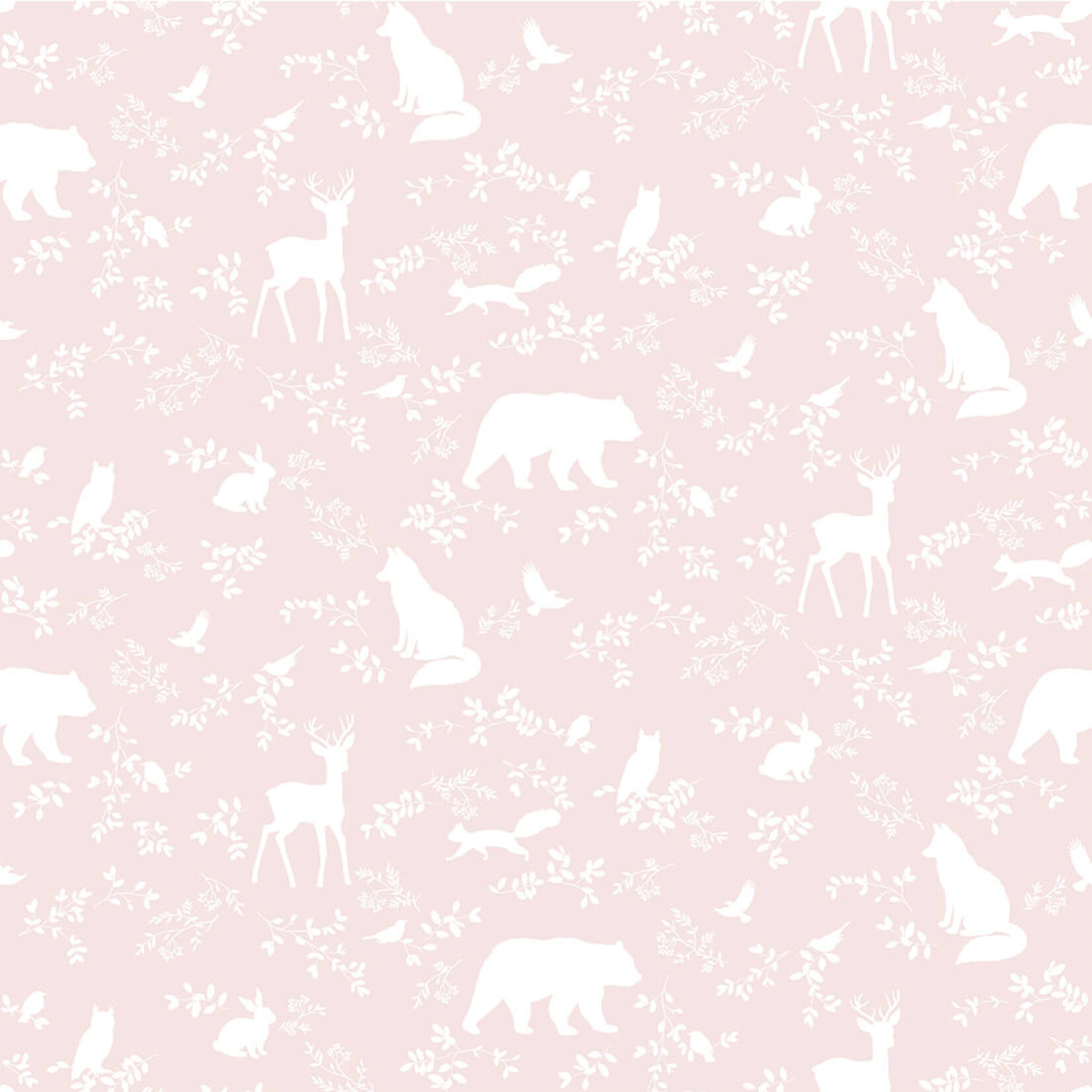 Pastelowe Love Behang - Forest Animals Pink- 10m rol