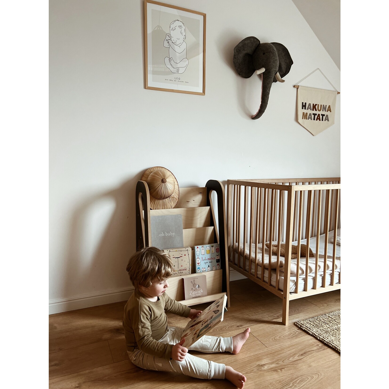 BabyWood Boekenrek Slim Black