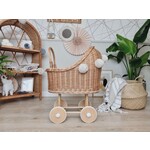 Wiklibox Hoge Poppenwagen met pompons - Naturel