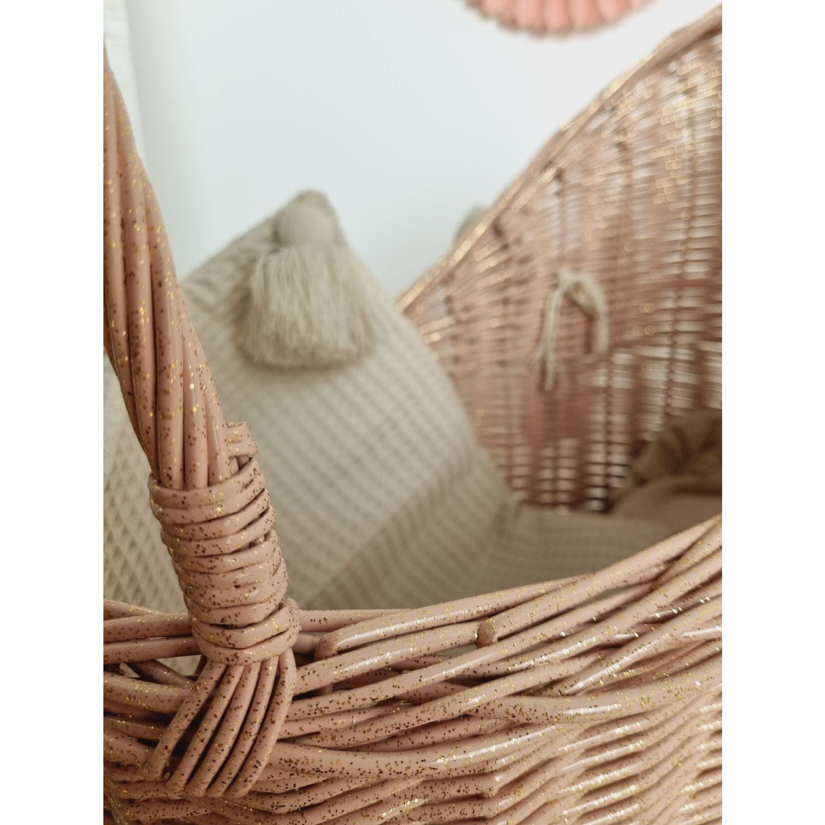 Wiklibox Hoge Poppenwagen - Roze met glitter en dekens