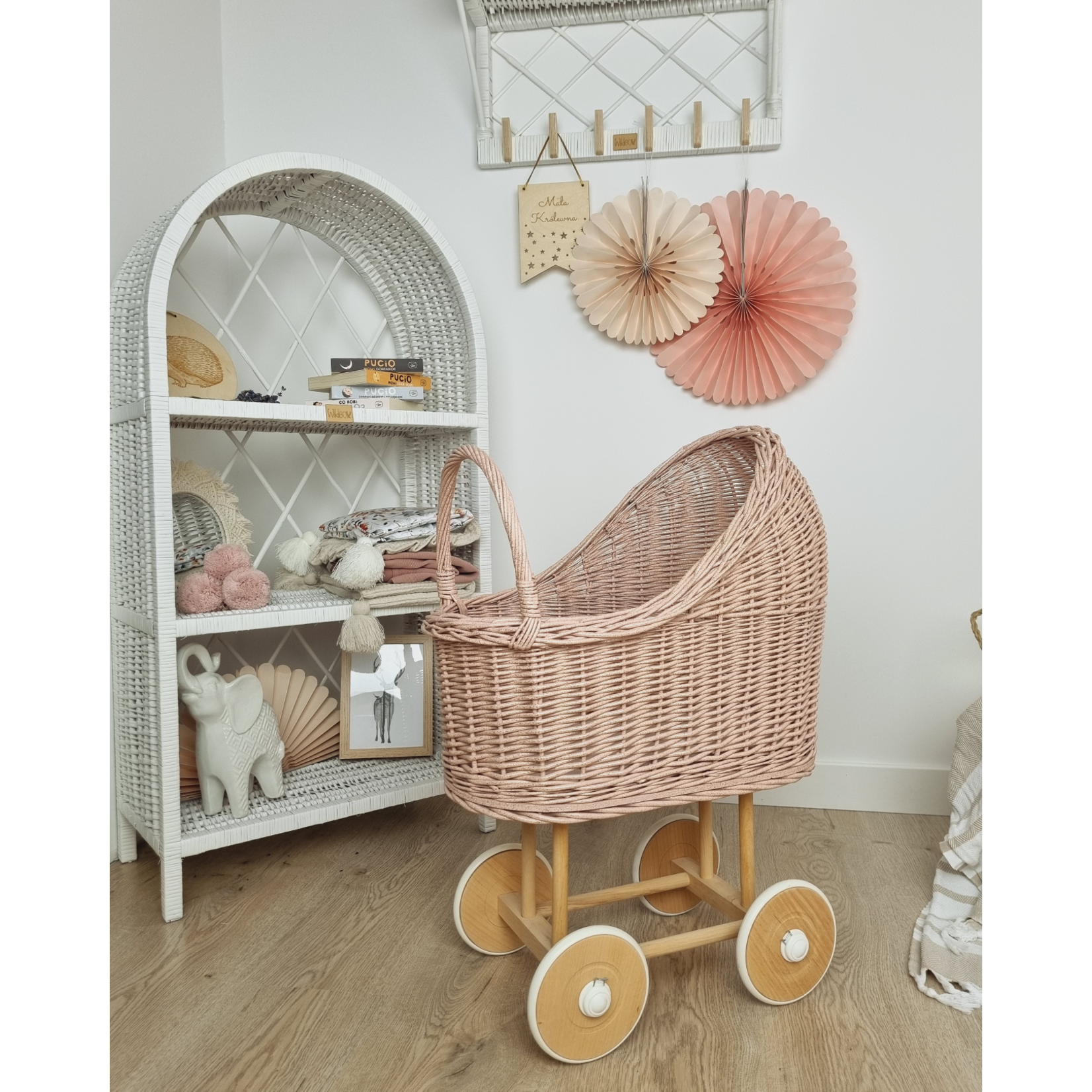 Wiklibox Hoge Poppenwagen - Roze met glitter