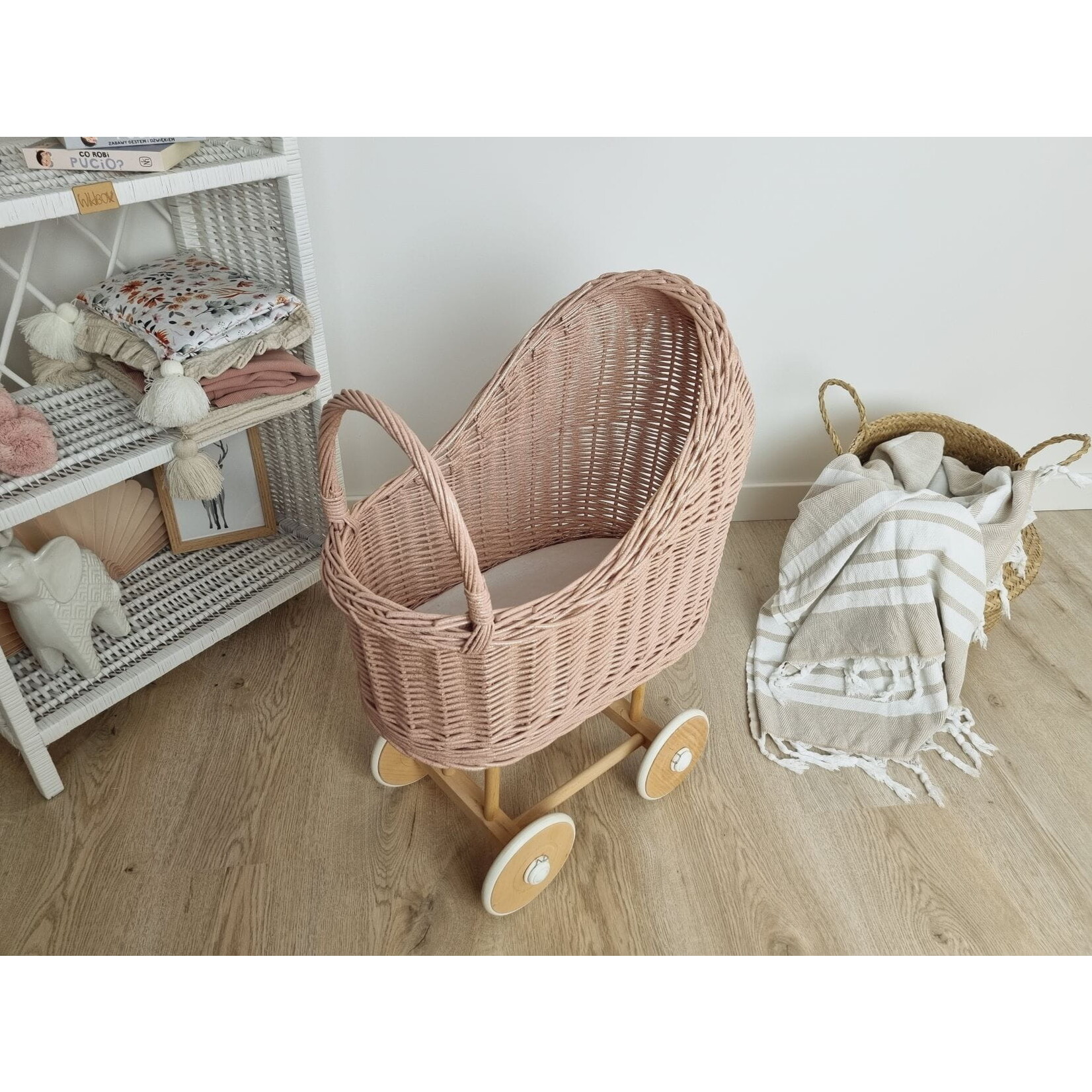 Wiklibox Hoge Poppenwagen - Roze met glitter