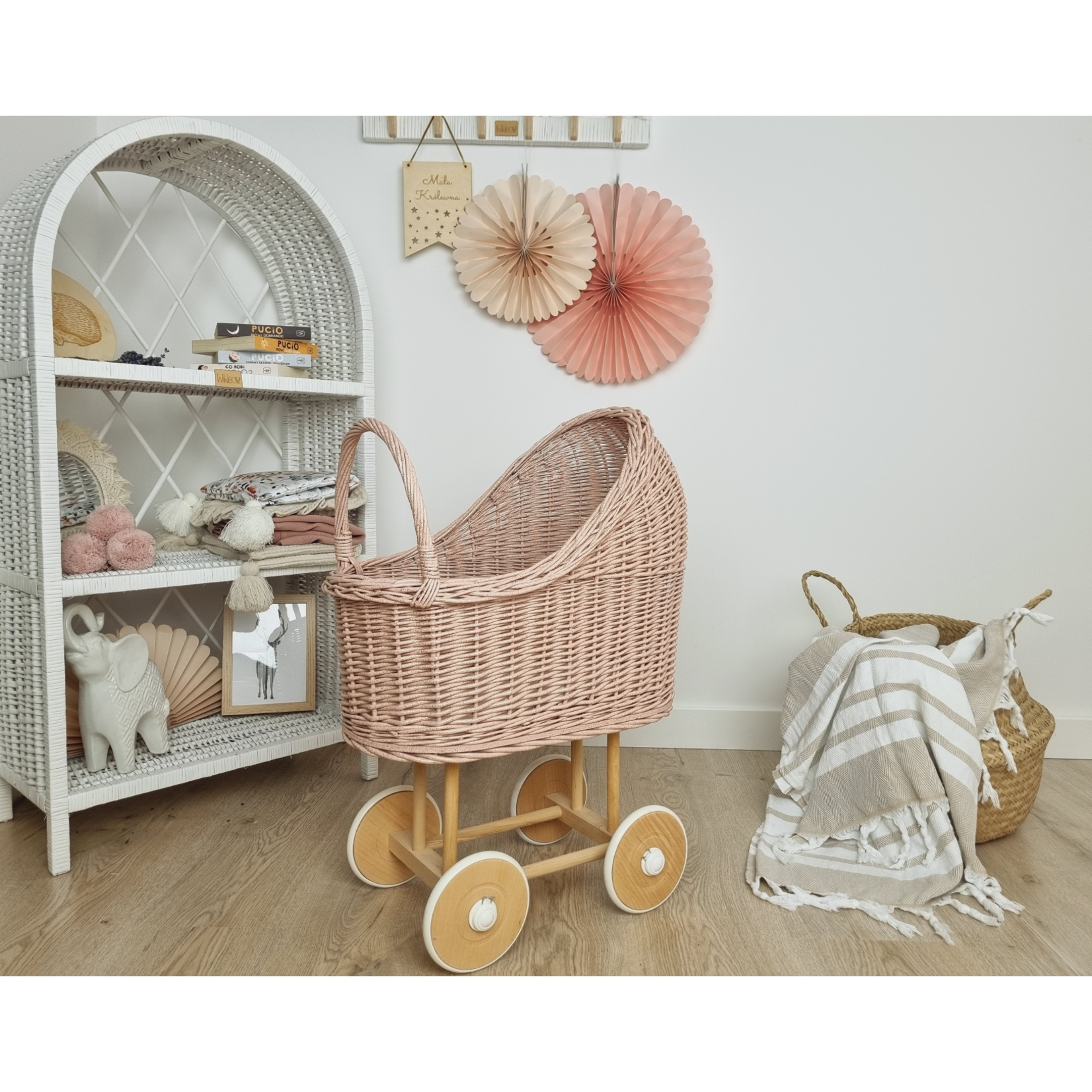 Wiklibox Hoge Poppenwagen - Roze met glitter