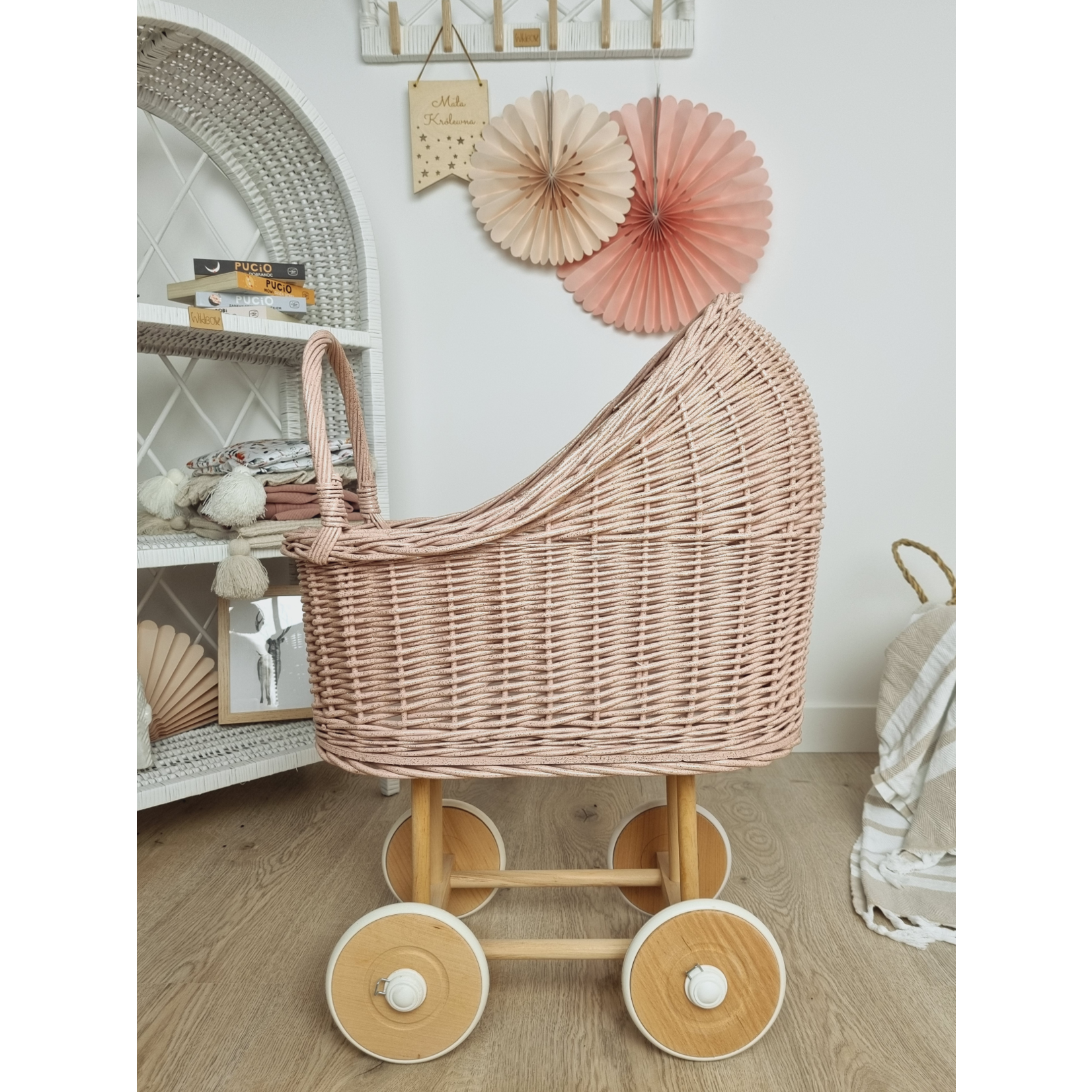 Wiklibox Hoge Poppenwagen - Roze met glitter