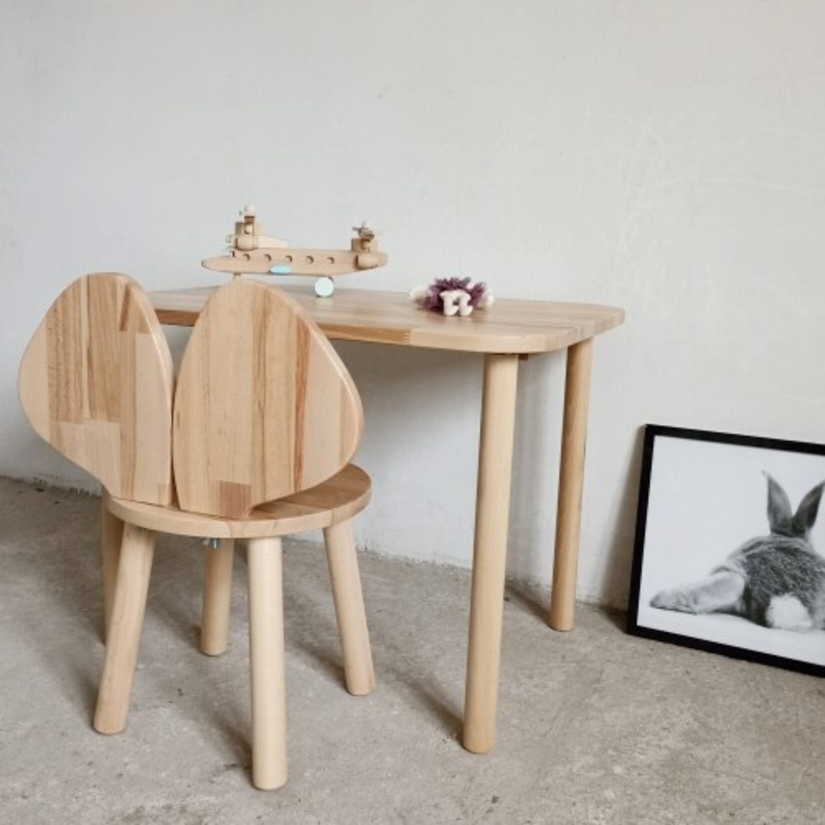 Gagalu Houten set Muis - Naturel - vierkant tafel met stoeltje XL