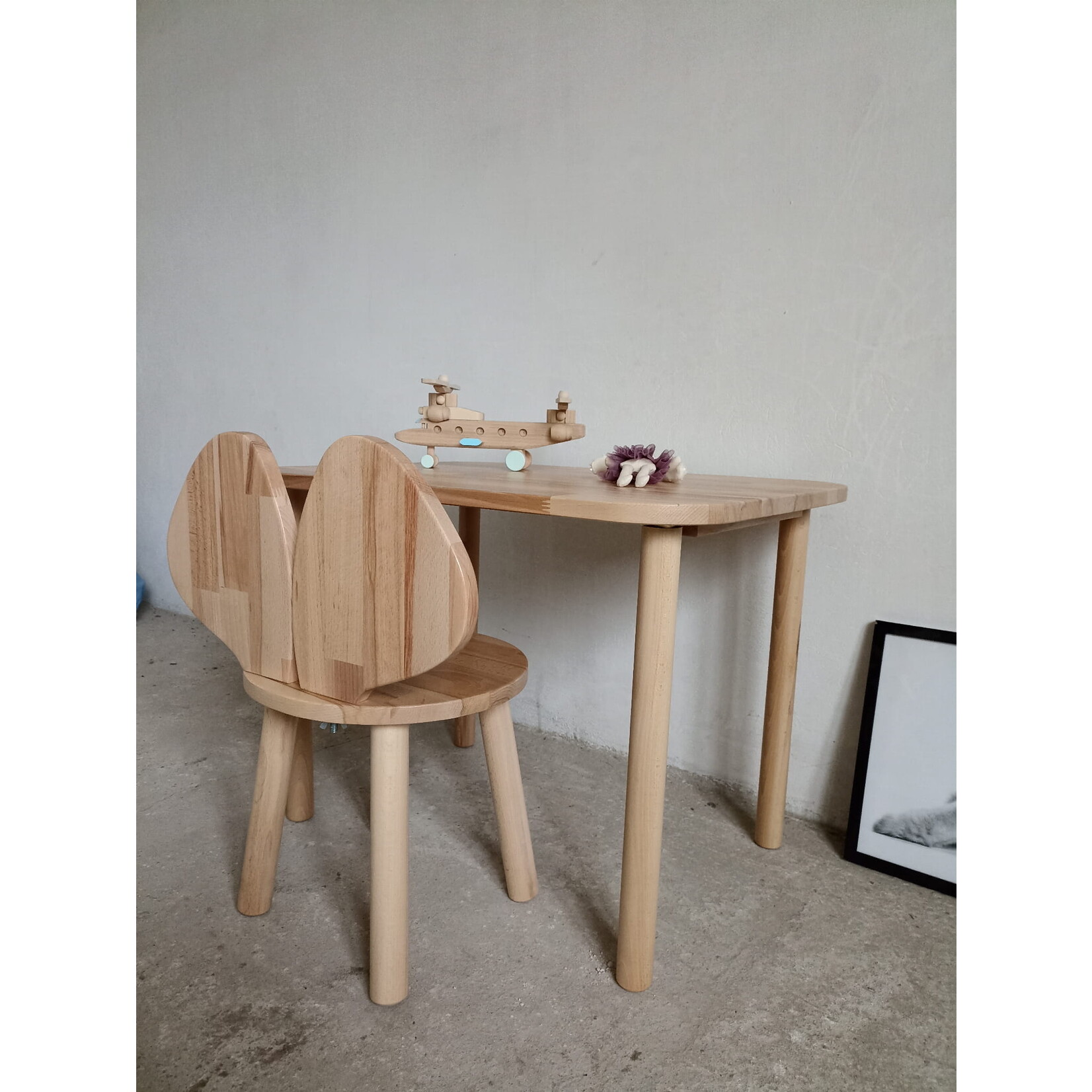 Gagalu Houten set Muis - Naturel - vierkant tafel met stoeltje XL