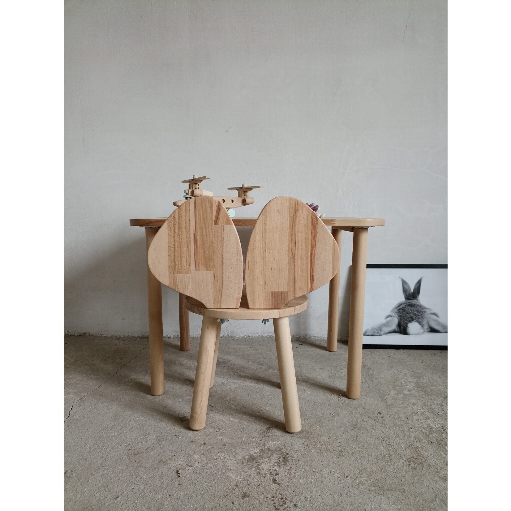 Gagalu Houten set Muis - Naturel - vierkant tafel met stoeltje XL