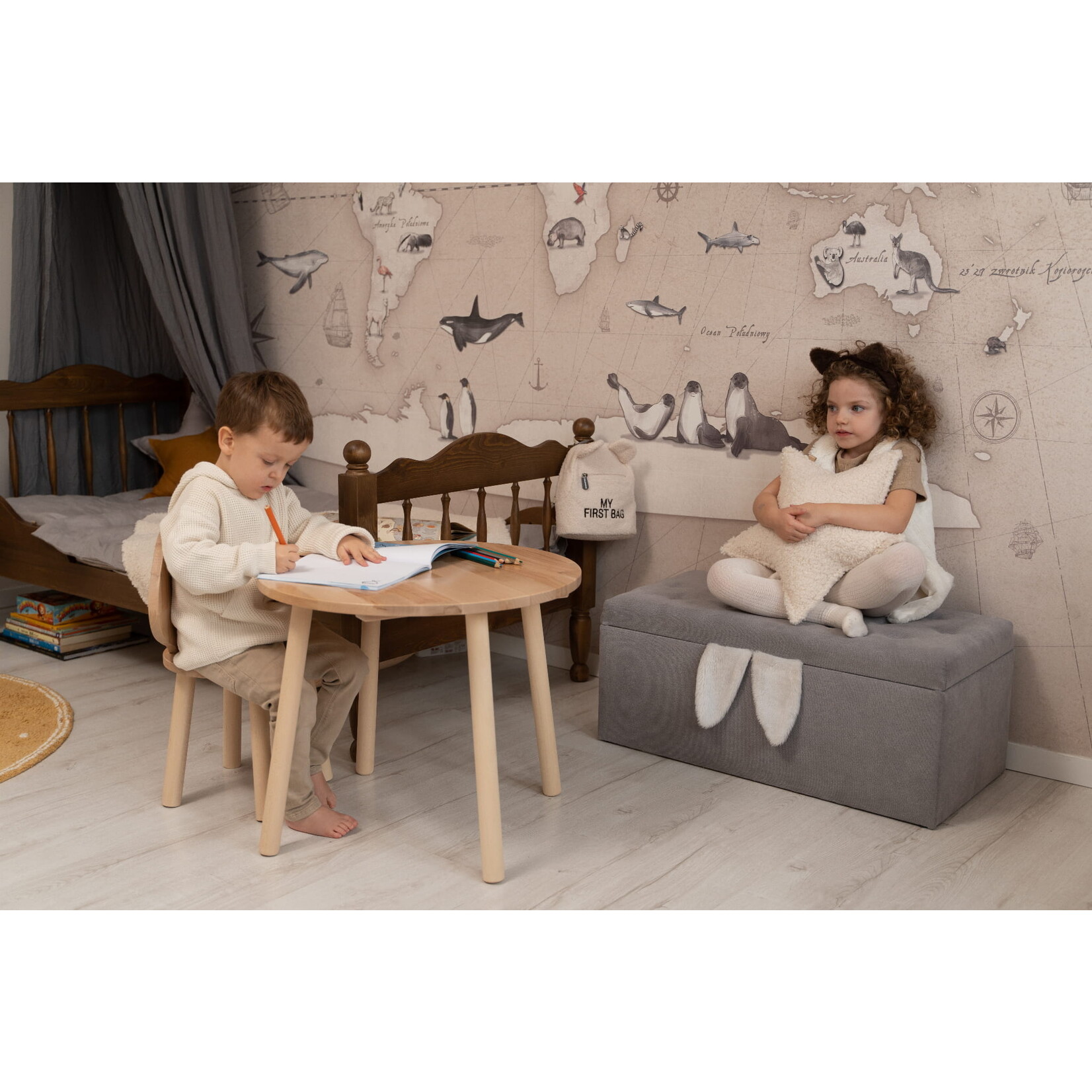 Gagalu Houten set Muis - Naturel - vierkant tafel met stoeltje XL