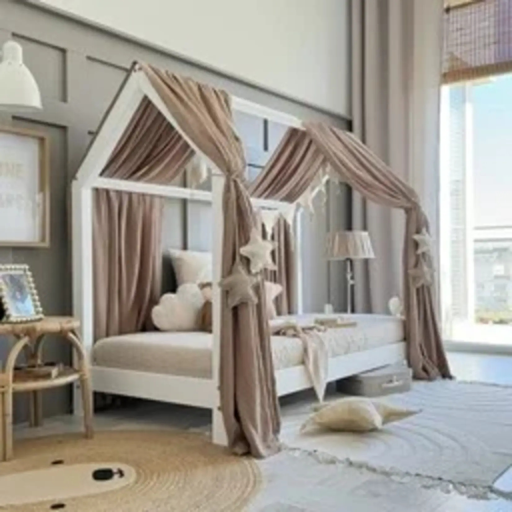 Luletto Houten Bedhuis Bianco - naturel 190x90cm met slaaplade