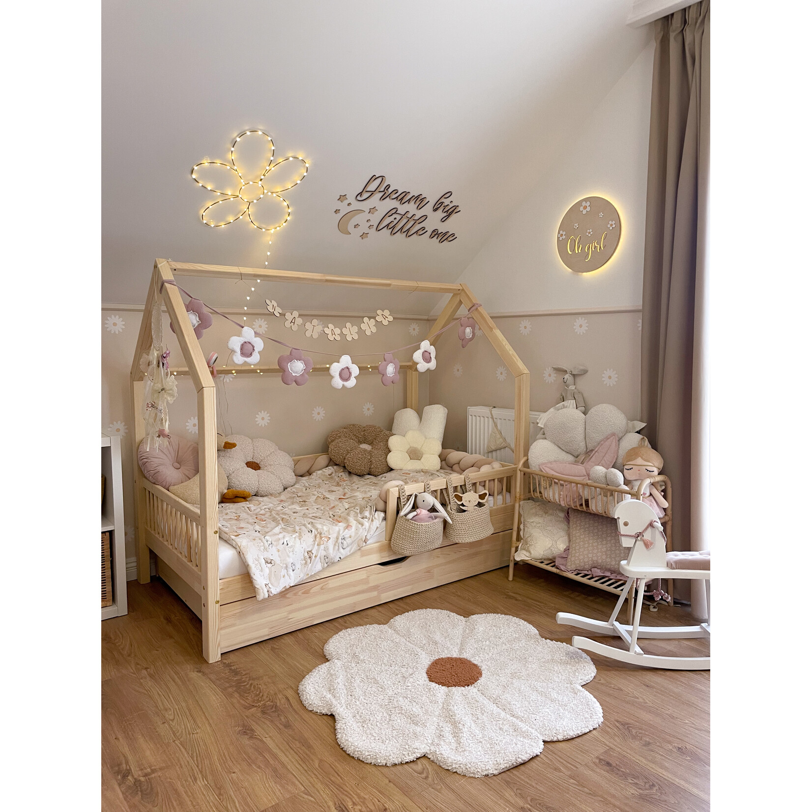 Luletto Houten Bedhuis Bianco - naturel 190x90cm met slaaplade