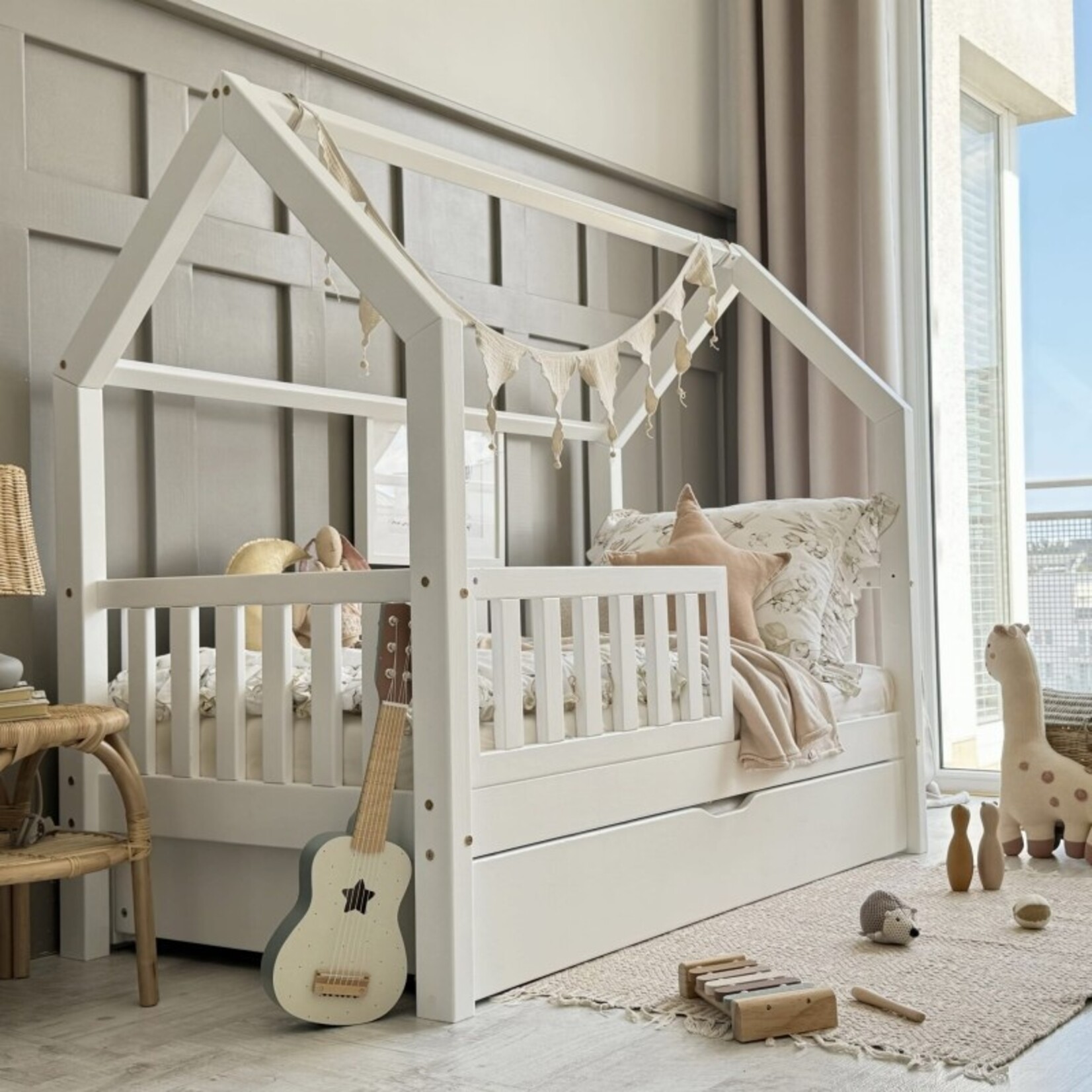 Luletto Houten Bedhuis Bianco - wit 190x90cm met slaaplade
