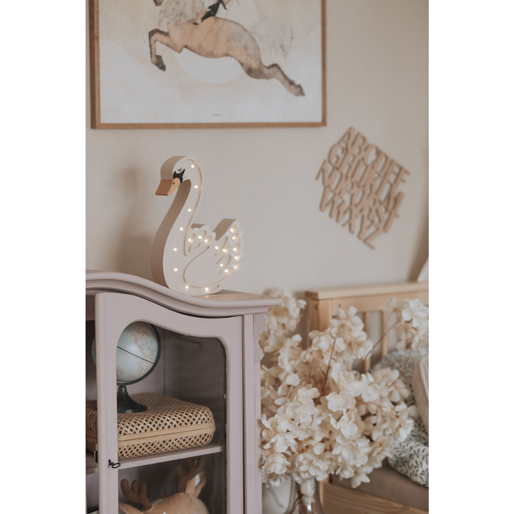 RoomGAGA Houten decoratieve lamp - Zwaan