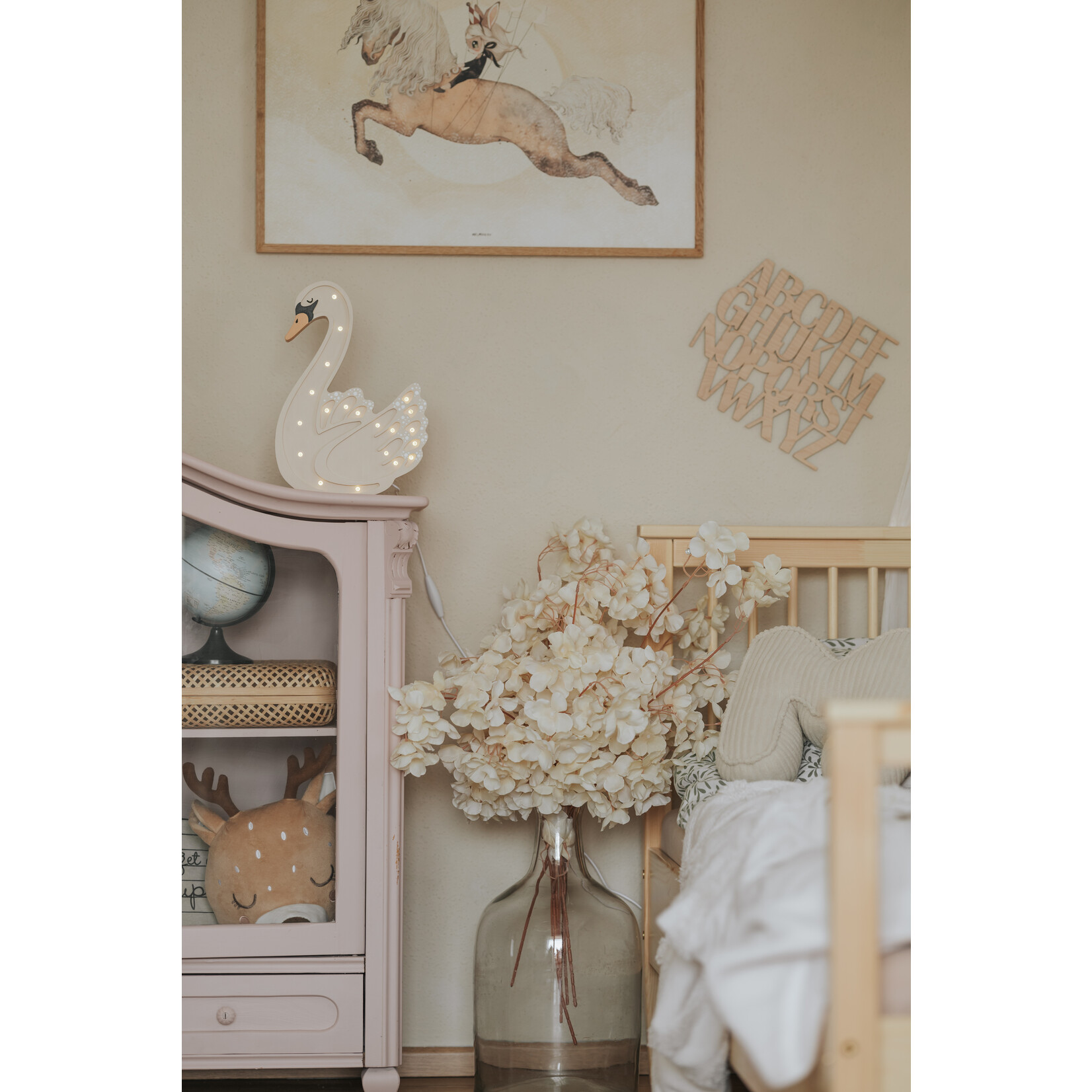 RoomGAGA Houten decoratieve lamp - Zwaan
