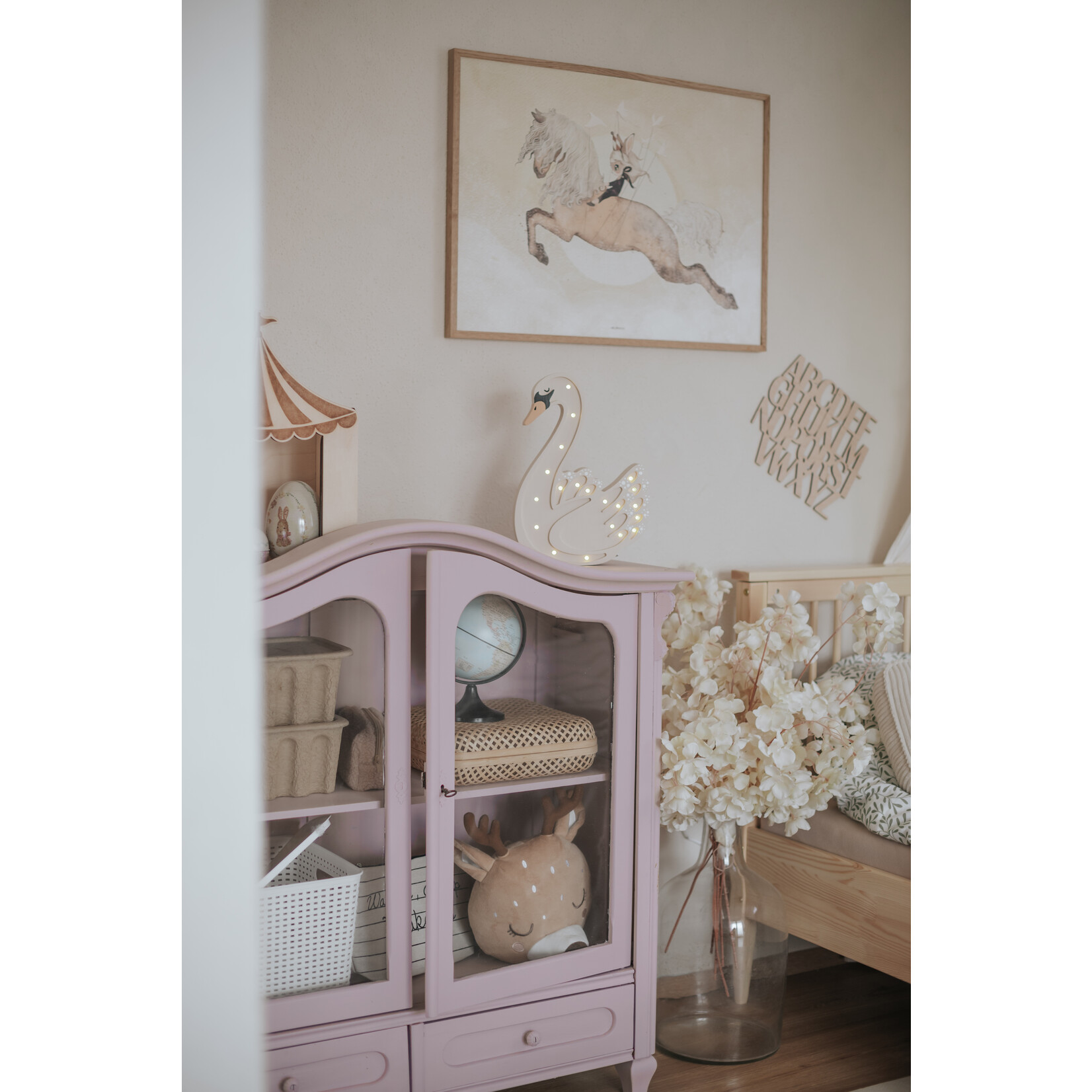 RoomGAGA Houten decoratieve lamp - Zwaan