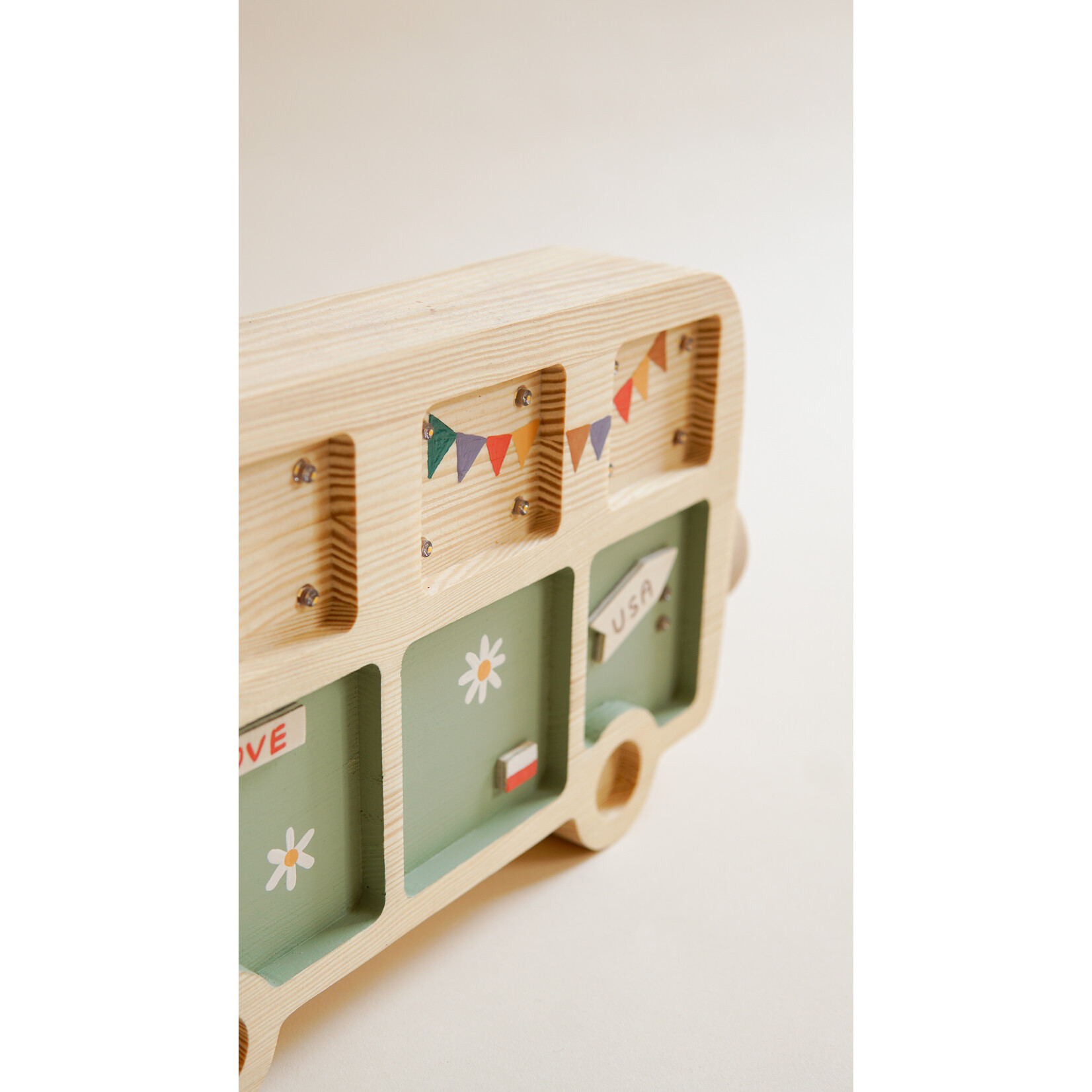 RoomGAGA Houten decoratieve lamp - Hippie Van - Groen