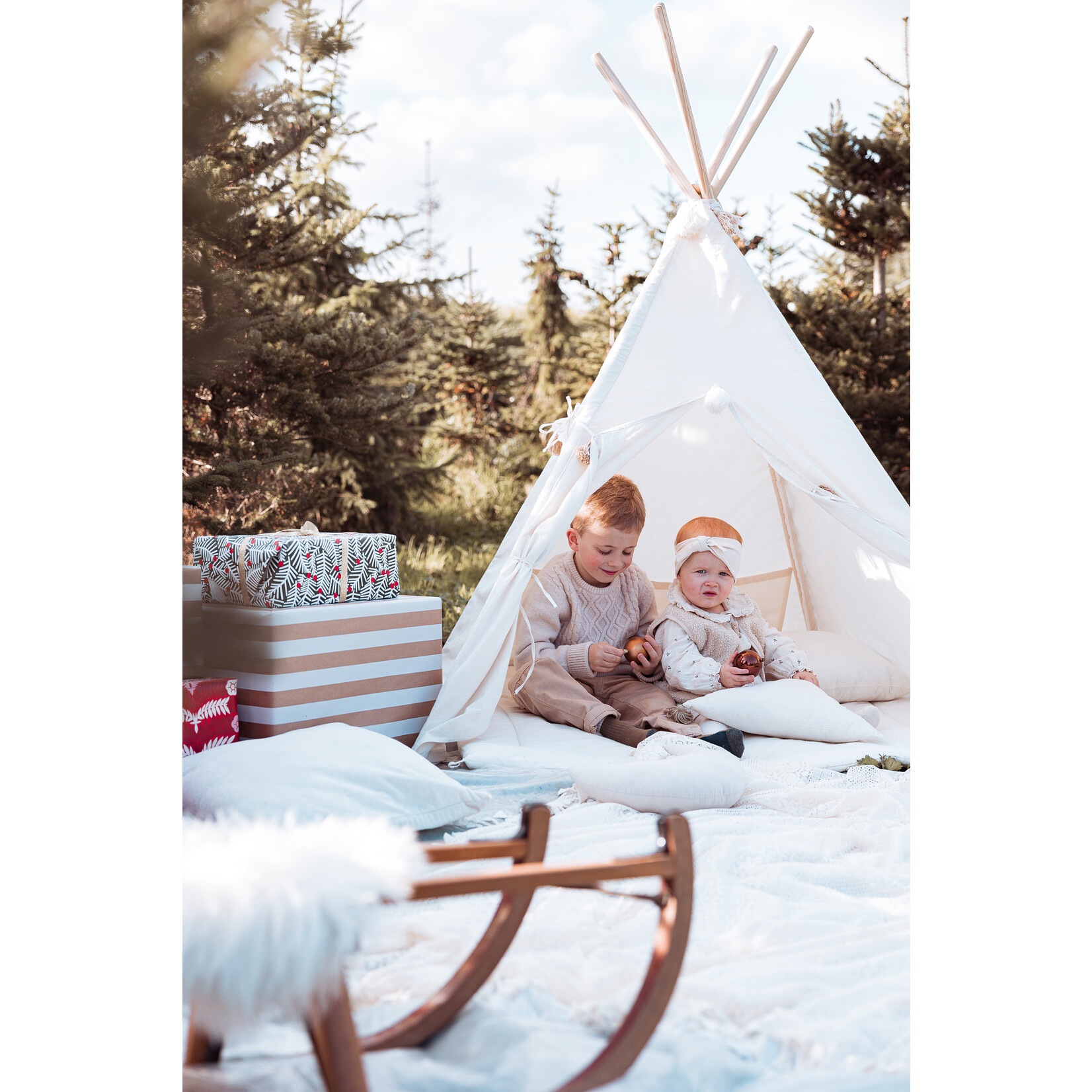 Sowka TIPI tent Beige "Franjes" en accessoires