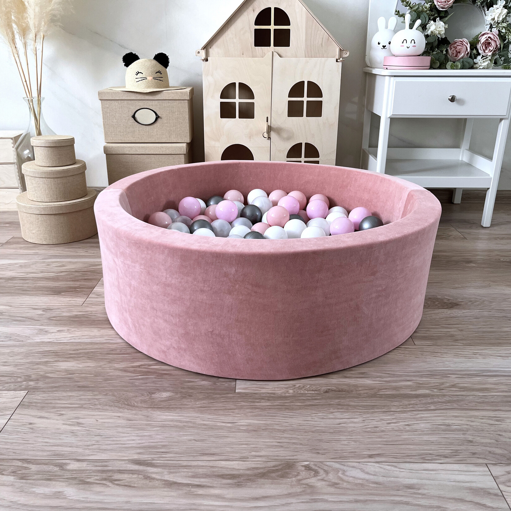 moje. Ballenbad - Soft Velvet - 90x30cm - Raspberry Pink