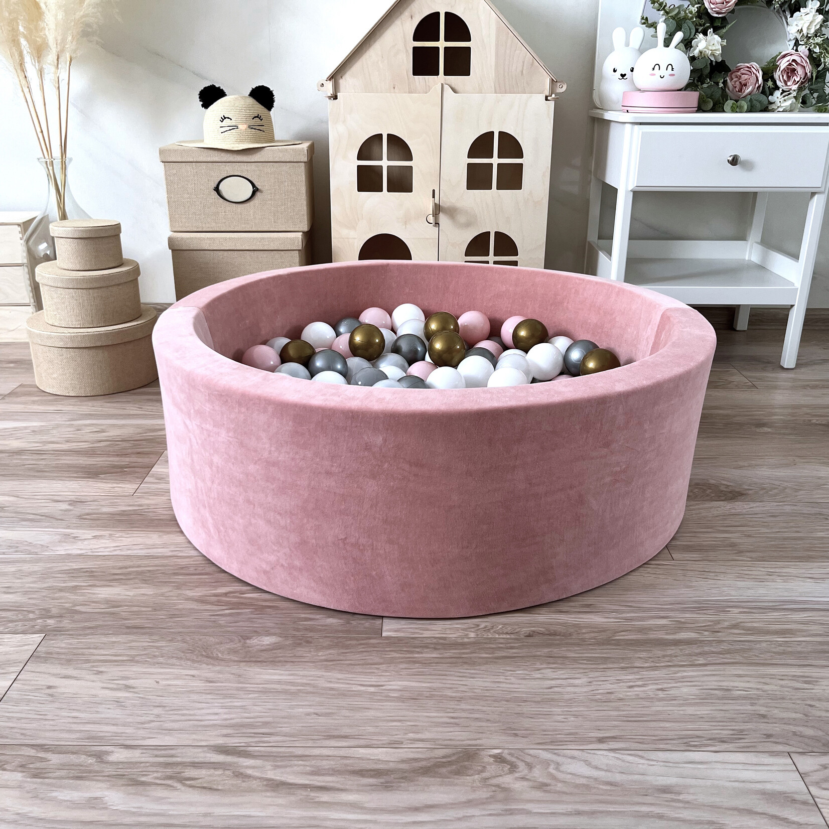 moje. Ballenbad - Soft Velvet - 90x30cm - Raspberry Pink